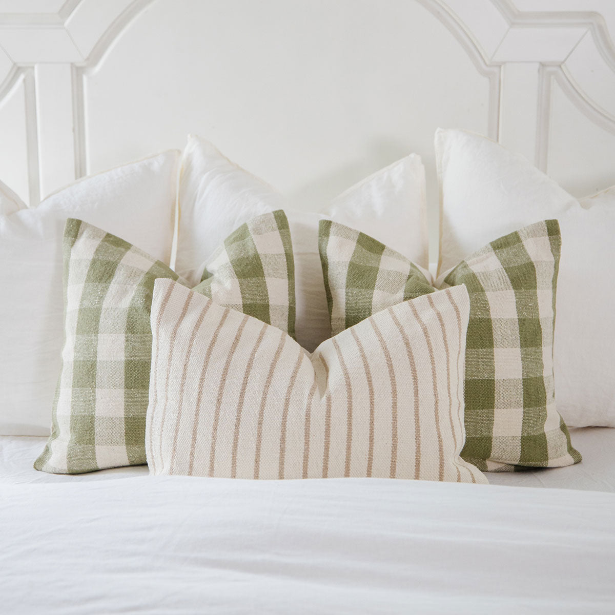 Signature Woven Natural Pinstripe Pillow Cover - Elegant Home Decor for Living Room, Bedroom & Sofa
