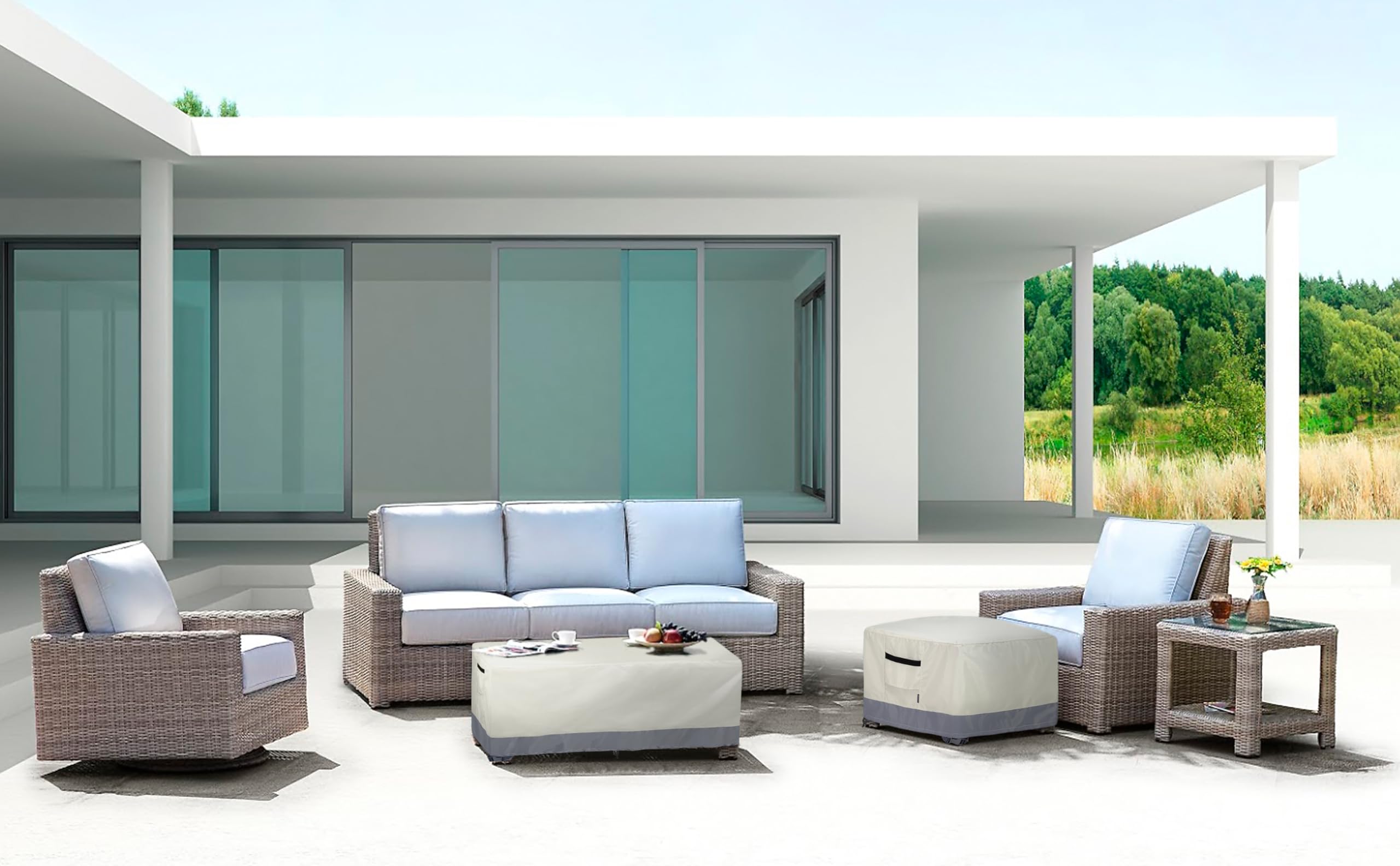 Waterproof Patio Coffee Table Cover 42x24x18 - Outdoor Furniture Protection for Rain & Sun