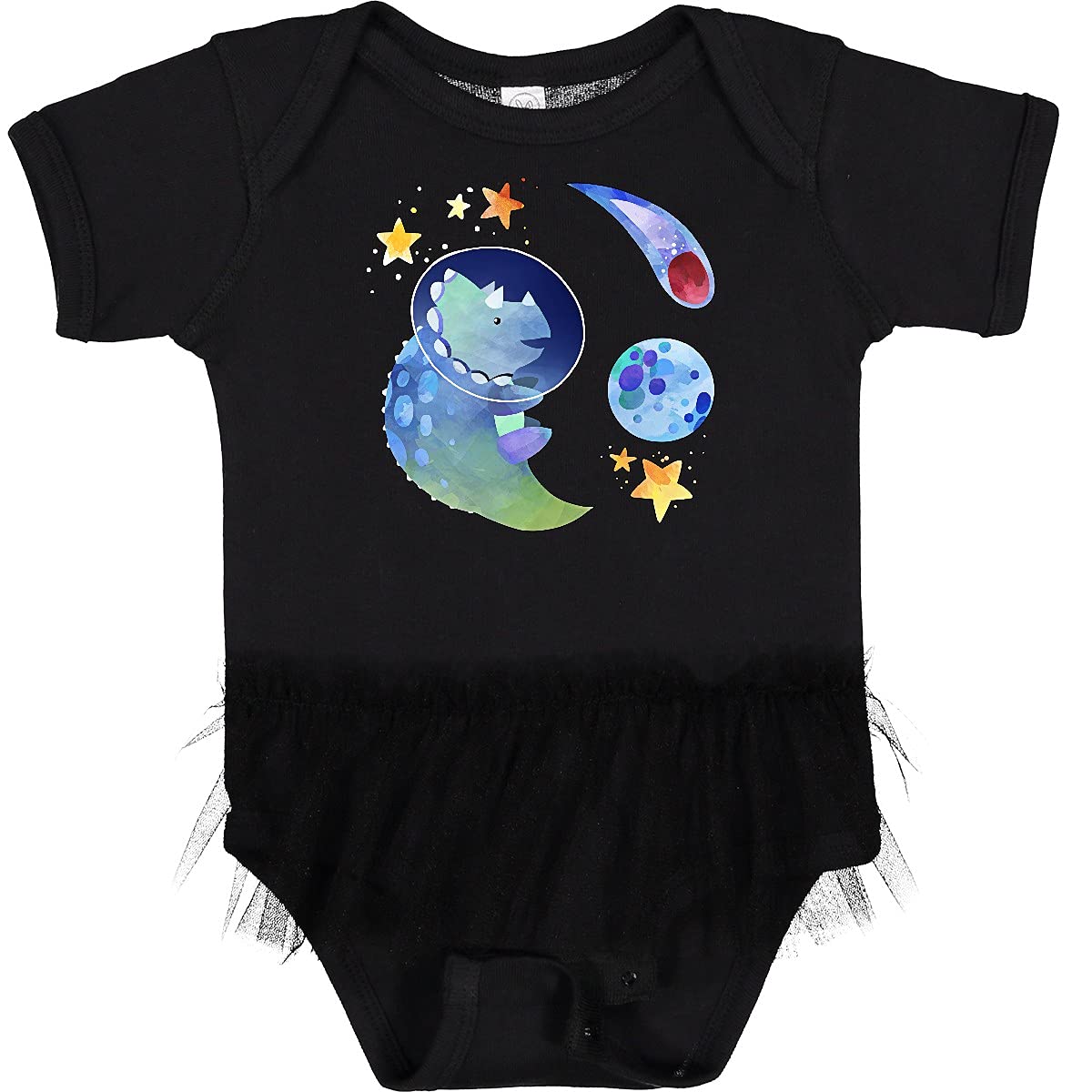 Inktastic Triceratops in Space with Planets and Stars - Dinosaur Baby Bodysuit for Boys & Girls - Soft Cotton Onesie for Infants - Perfect for Birthday, Photo Shoots & Everyday Playtime