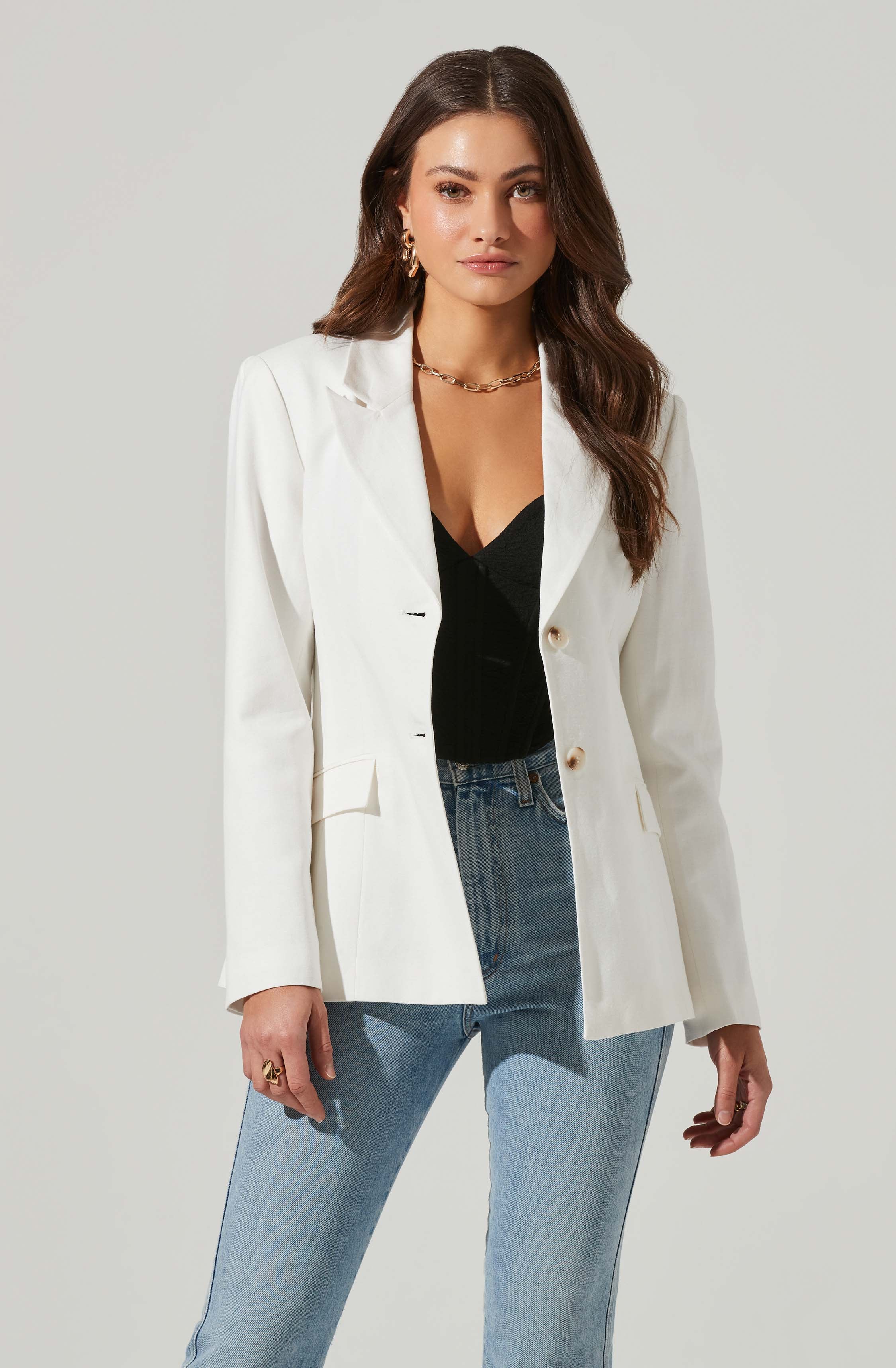 Women's Slim Fit Stretch Buttoned Blazer Jacket for Office Work & Business Casual Outfits | Professional & Stylish Workwear