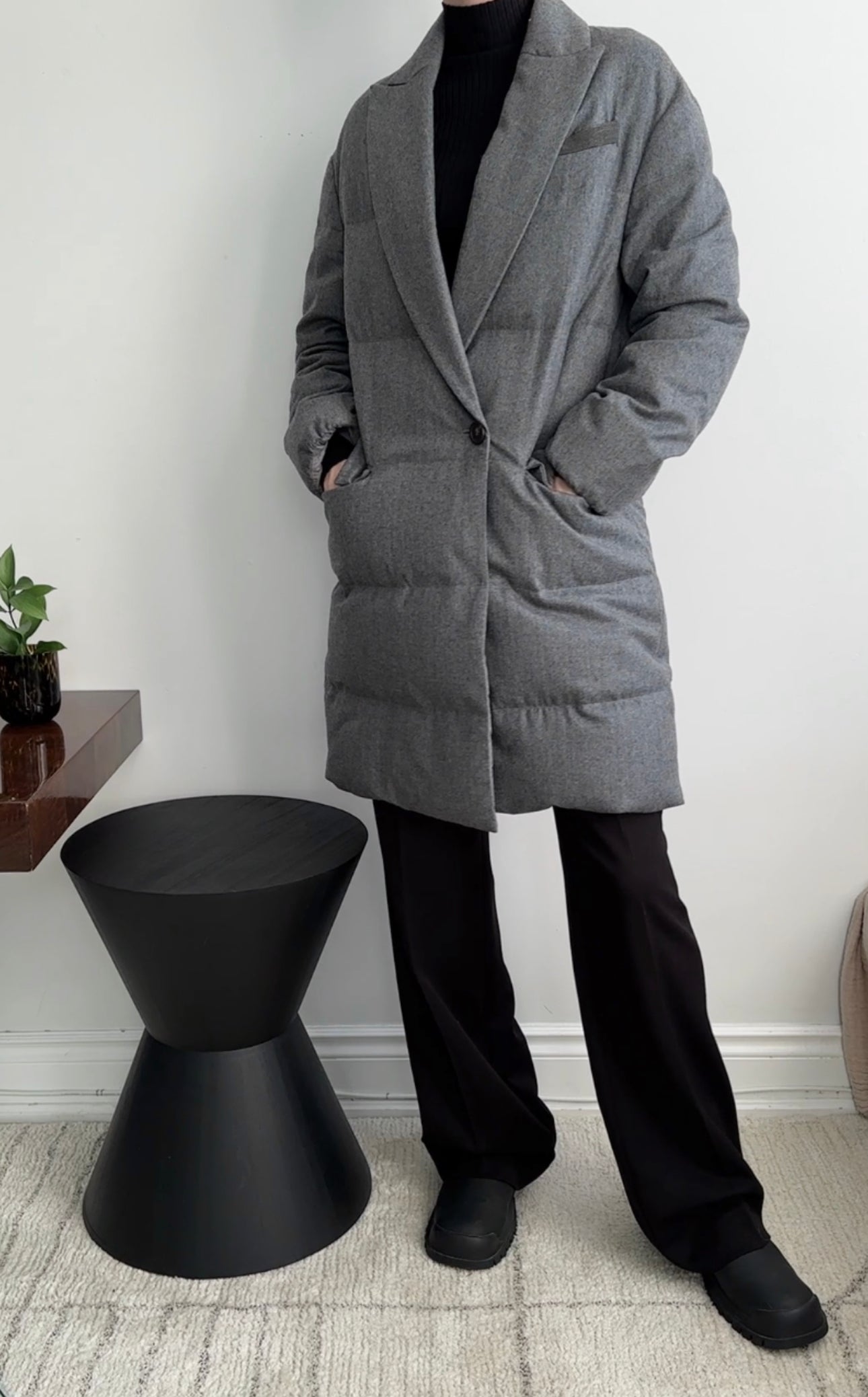 Brunello Cucinelli Grey Quilted Puffer Down Monili Long Coat - Women's Winter Jacket, Size IT40 / S (US 6) - Perfect for Cold Weather & Luxury Outerwear Fashion