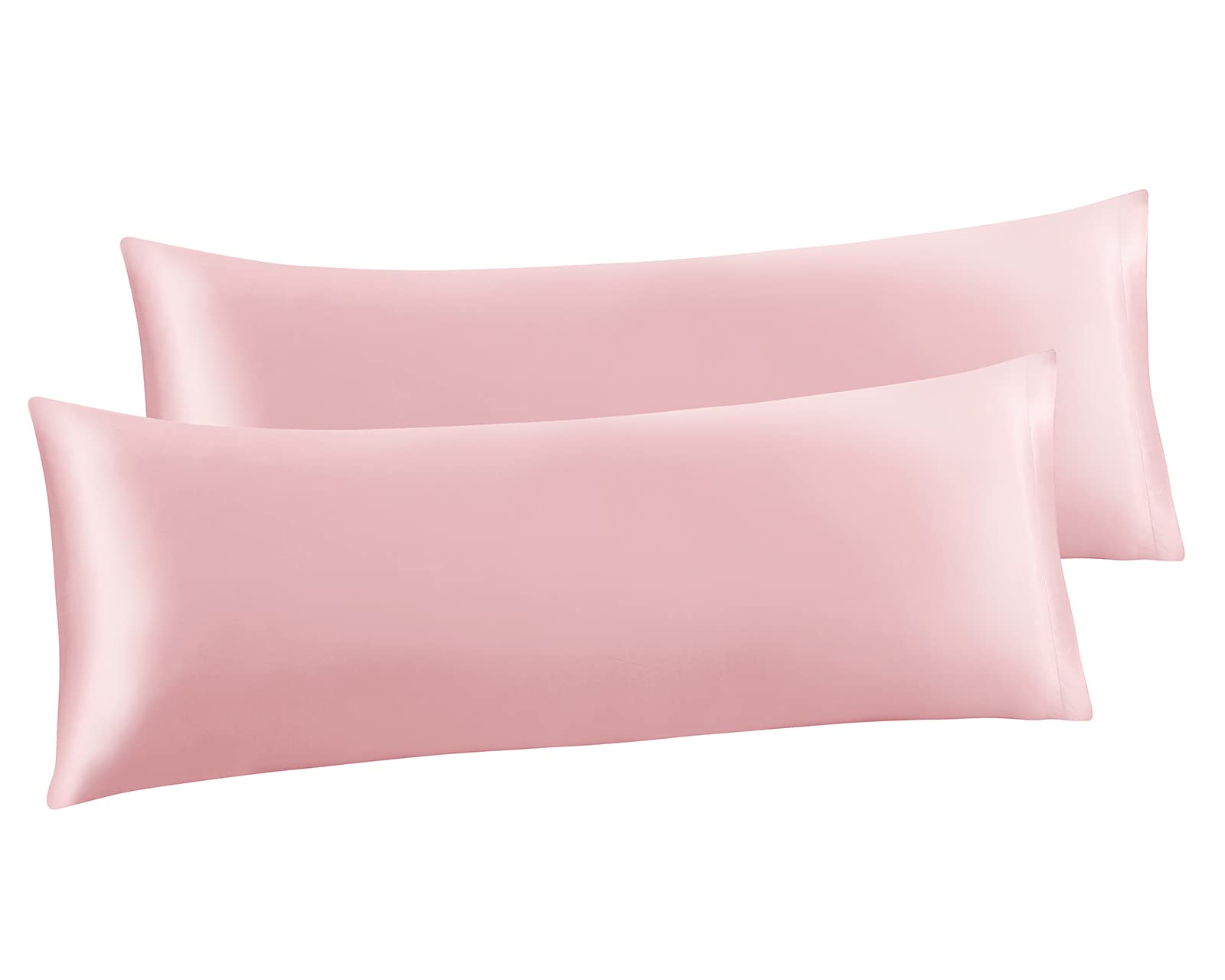 Ersmak 2-Pack Satin Body Pillow Cover Set - 20x54 Inches Blush Pink, Ultra Soft Cooling Pillowcase for Hair & Skin Care, Silky Smooth Long Side Pillow Case with Envelope Closure - Perfect for Bedroom, Travel & Beauty Sleep