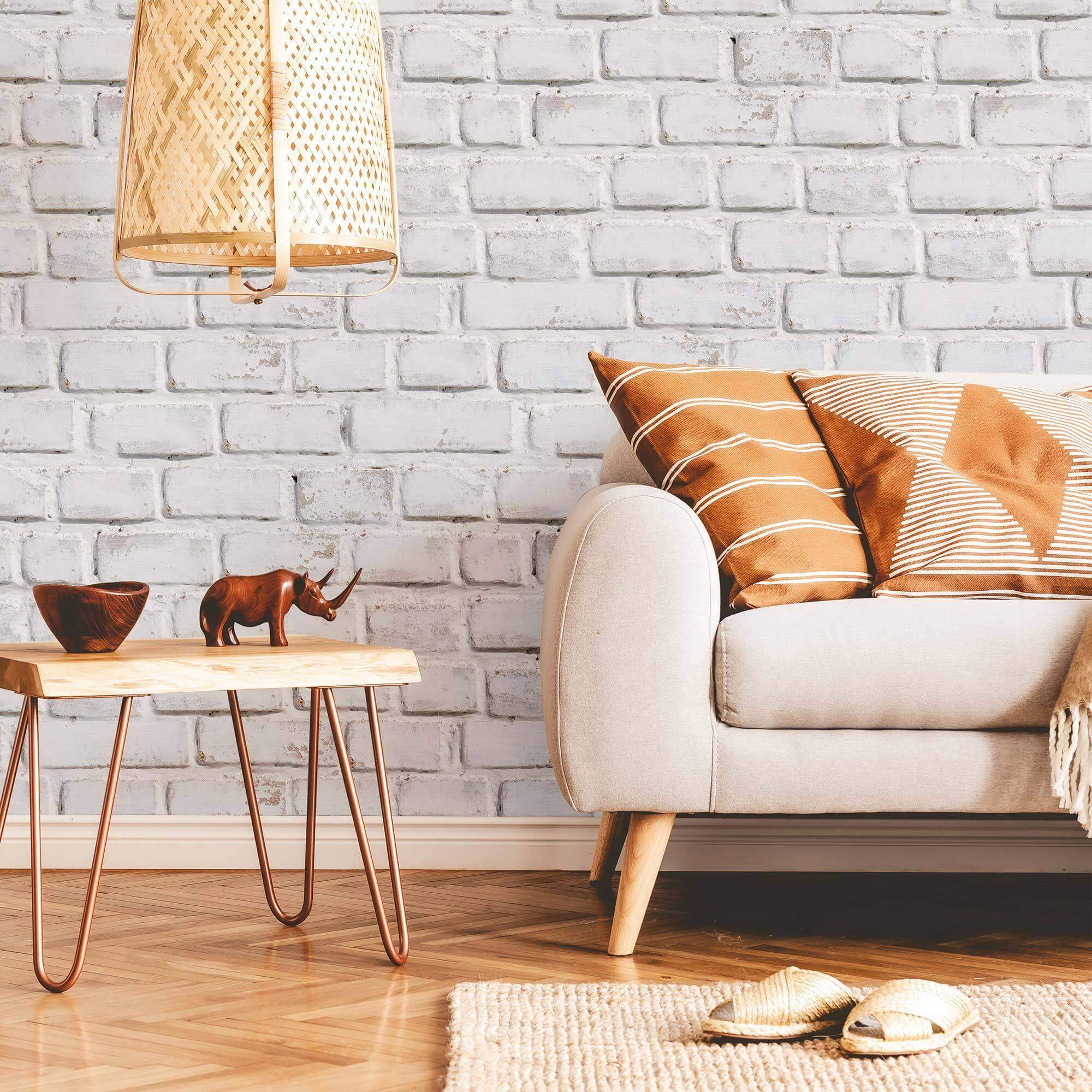 White Faux Brick Peel and Stick Removable Wallpaper - Self-Adhesive Decorative Vinyl for Home, Office & Rentals - Easy DIY Wall Covering for Bedroom, Living Room & Accent Walls