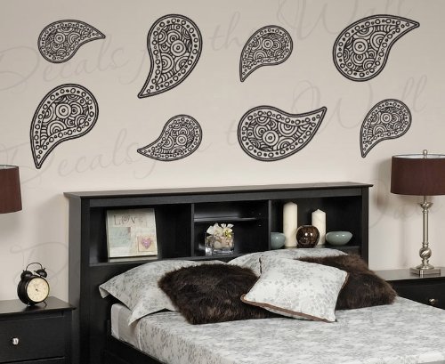 Stylish Paisley Wall Decal Mural - Trendy Fashion Vinyl Art Sticker for Home, Office & Nursery Decor - Large Graphic Wall Decoration