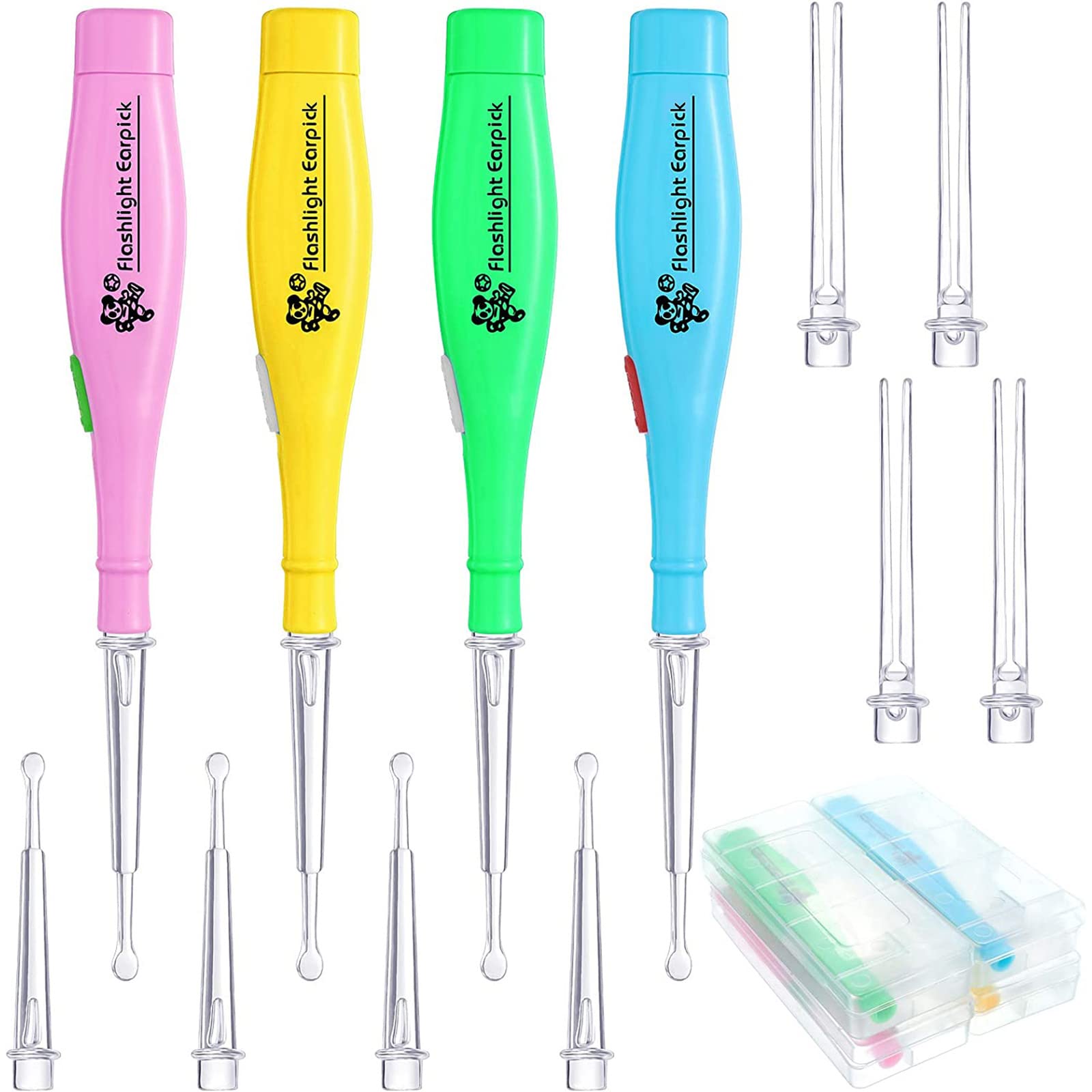 4-Piece Ear Wax Removal Kit with LED Light & Storage Case - Safe Ear Pick, Spoon & Tweezers for Adults - Perfect for Home Use, Travel & Personal Hygiene Care