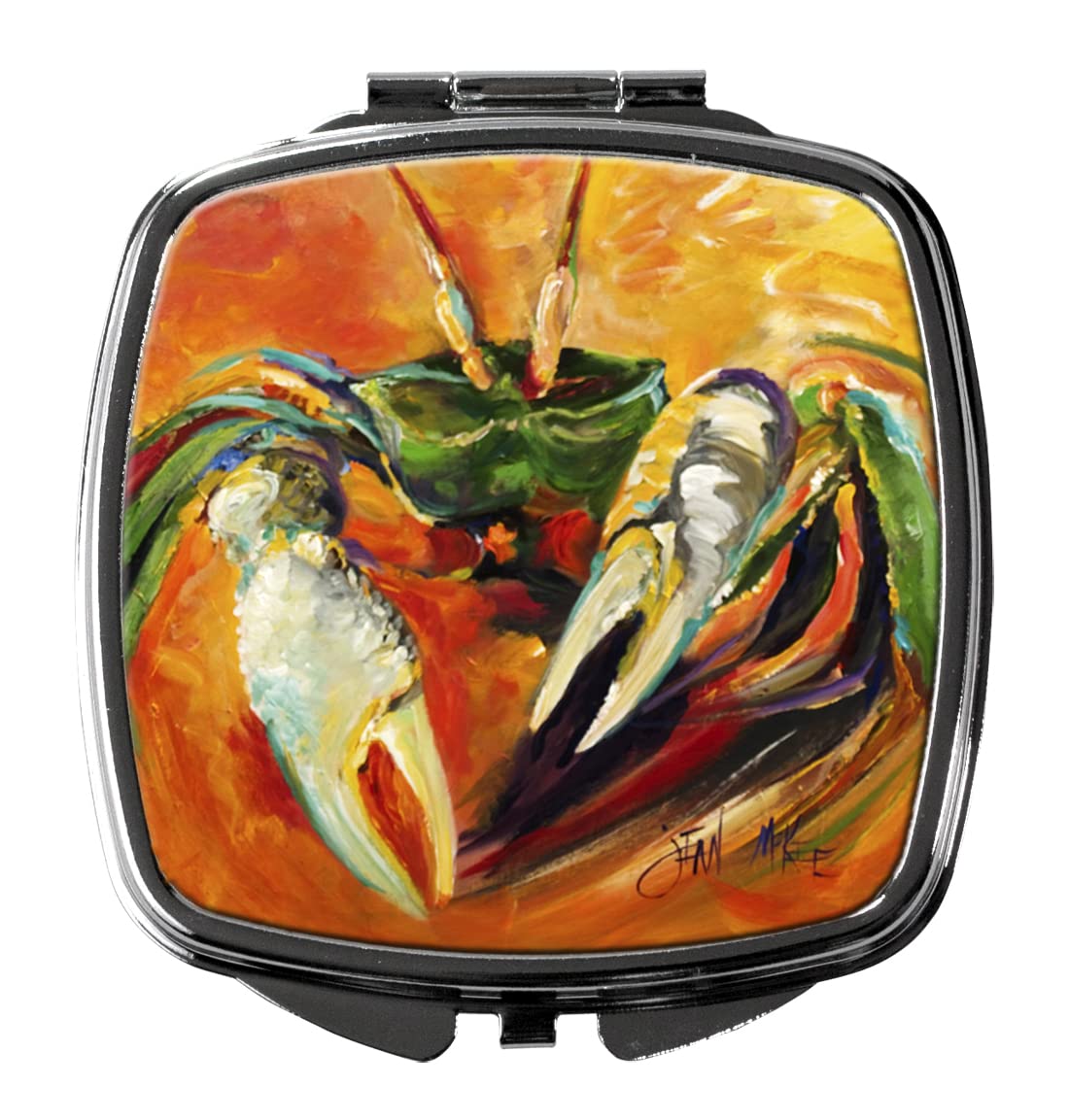 Small Orange Crab Compact Mirror - Decorative Travel Makeup Mirror for Women & Girls | Folding Handheld Pocket Mirror | Perfect Gift for Beach Lovers, Travel Accessories & Cosmetics Organization