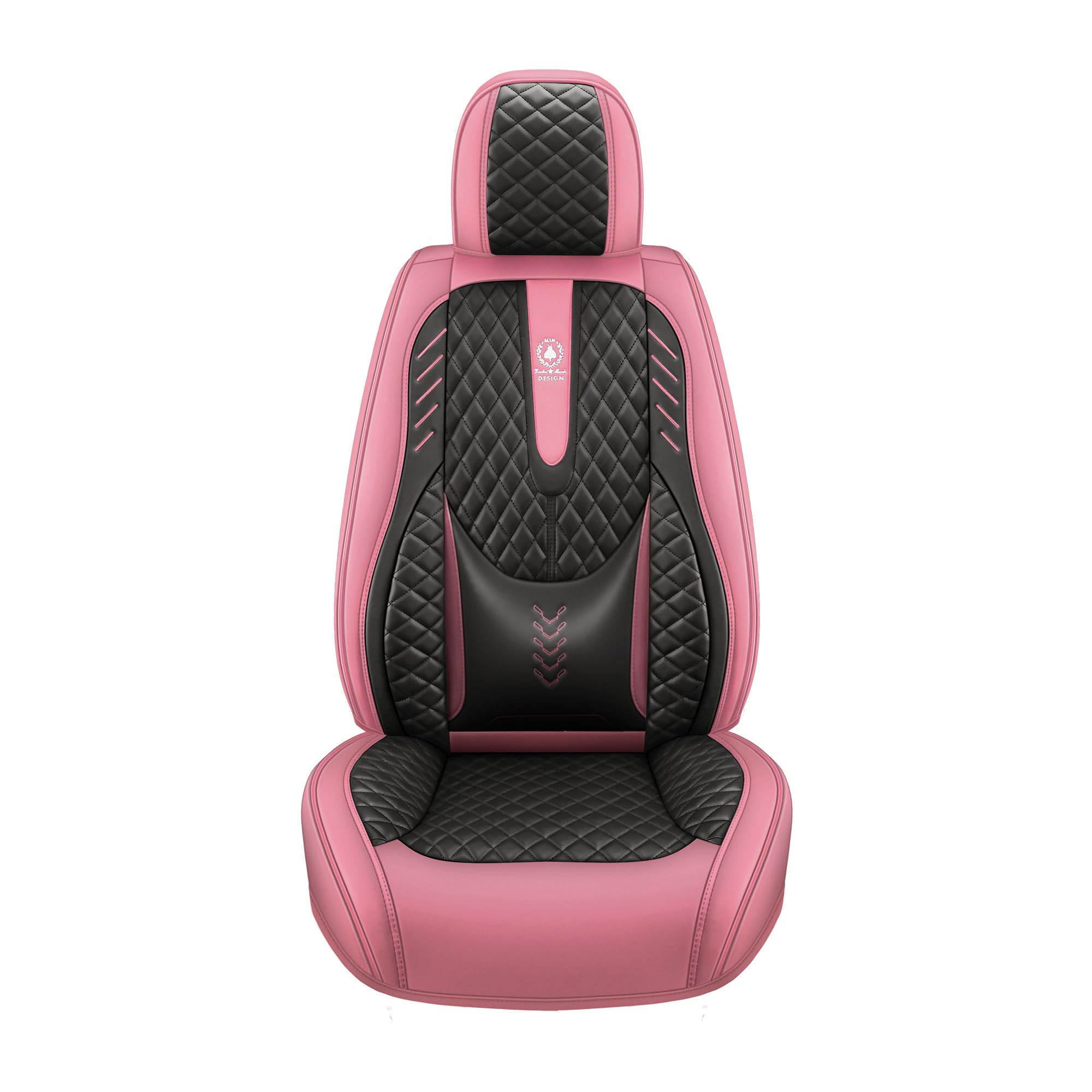 Premium INZU Universal 5-Seat Car Seat Covers Set - Synthetic Leather, Airbag Compatible for Most Cars & SUVs (Black/Pink) - Perfect for Family Road Trips, Daily Commutes & Pet Protection