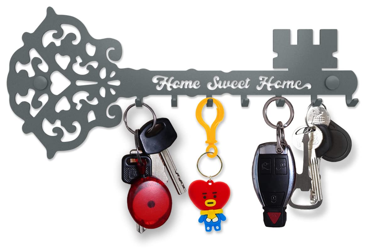 SirHoldeer Wall Mount Key Holder - Decorative Metal Key Hooks & Rack for Home Entryway, Hallway | Farmhouse Style Organizer for Keys, Small Items | Perfect for Front Door, Mudroom & Apartment Decor