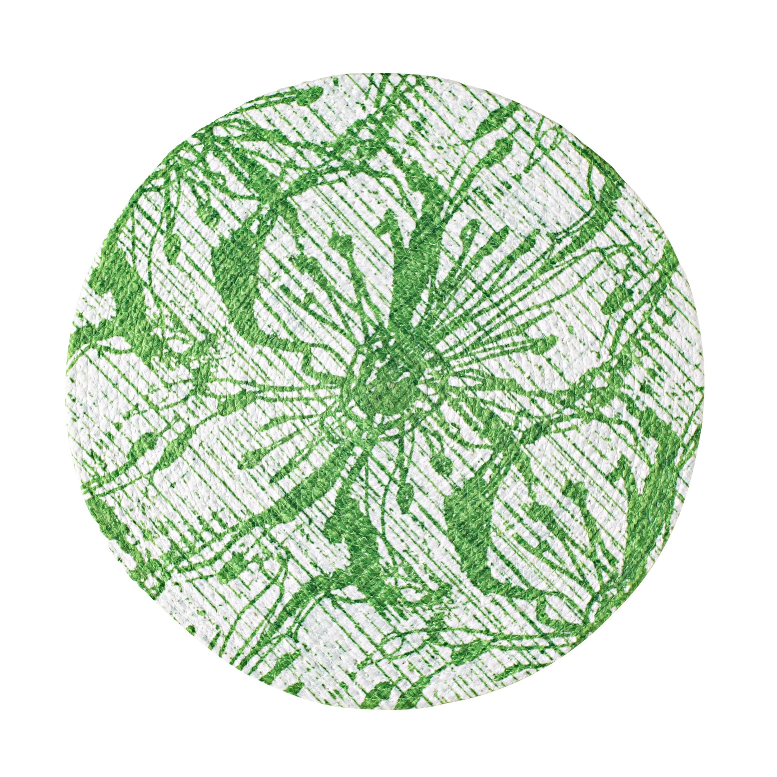 Aruba Green Flower Placemat 38cm - Waterproof & Eco-Friendly Table Decor for Dining Room, Kitchen, or Outdoor Picnics