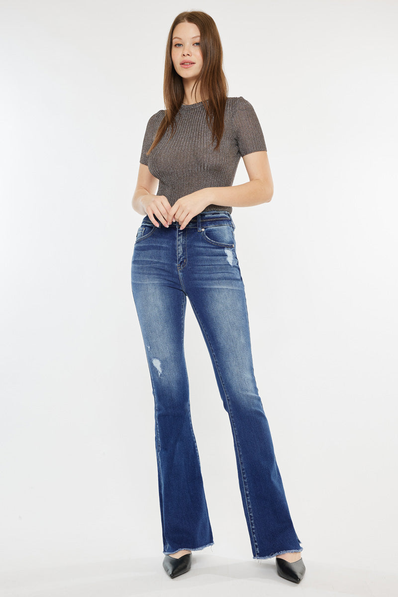 Morgan High Rise Flare Jeans for Women - Stretchy Denim Pants with Comfortable Fit - Perfect for Casual Wear, Office & Date Night Outfits