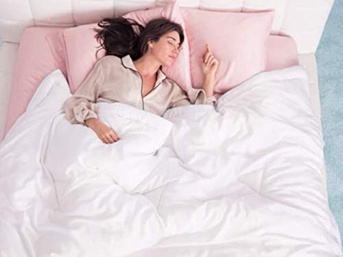 Organic Cotton Box Stitched Down Alternative Comforter - 500 GSM All-Season Lightweight Bedding - Luxurious Soft & Fluffy Oversized Queen Comforter in Beige - Perfect for Cozy Nights, Guest Rooms & Modern Bedroom Decor
