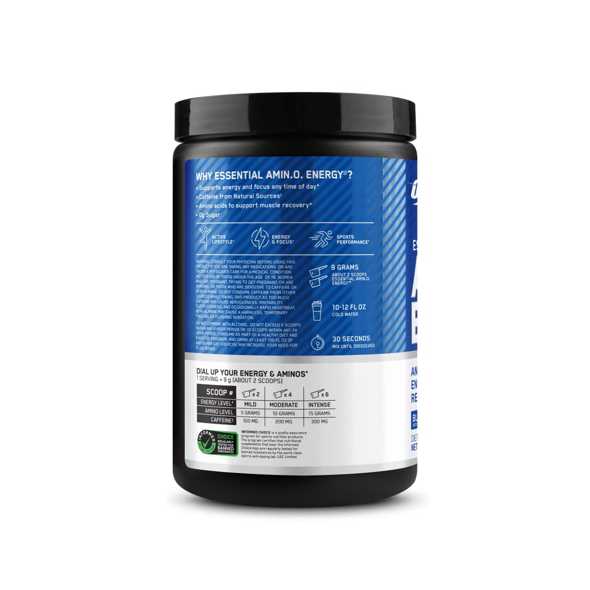 Optimum Nutrition Amino Energy Pre Workout Powder - Green Tea & BCAA Amino Acids Supplement, Keto Friendly with Green Coffee Extract, Blue Raspberry Flavor (30 Servings) - Boost Energy for Workouts, Gym & Fitness Training
