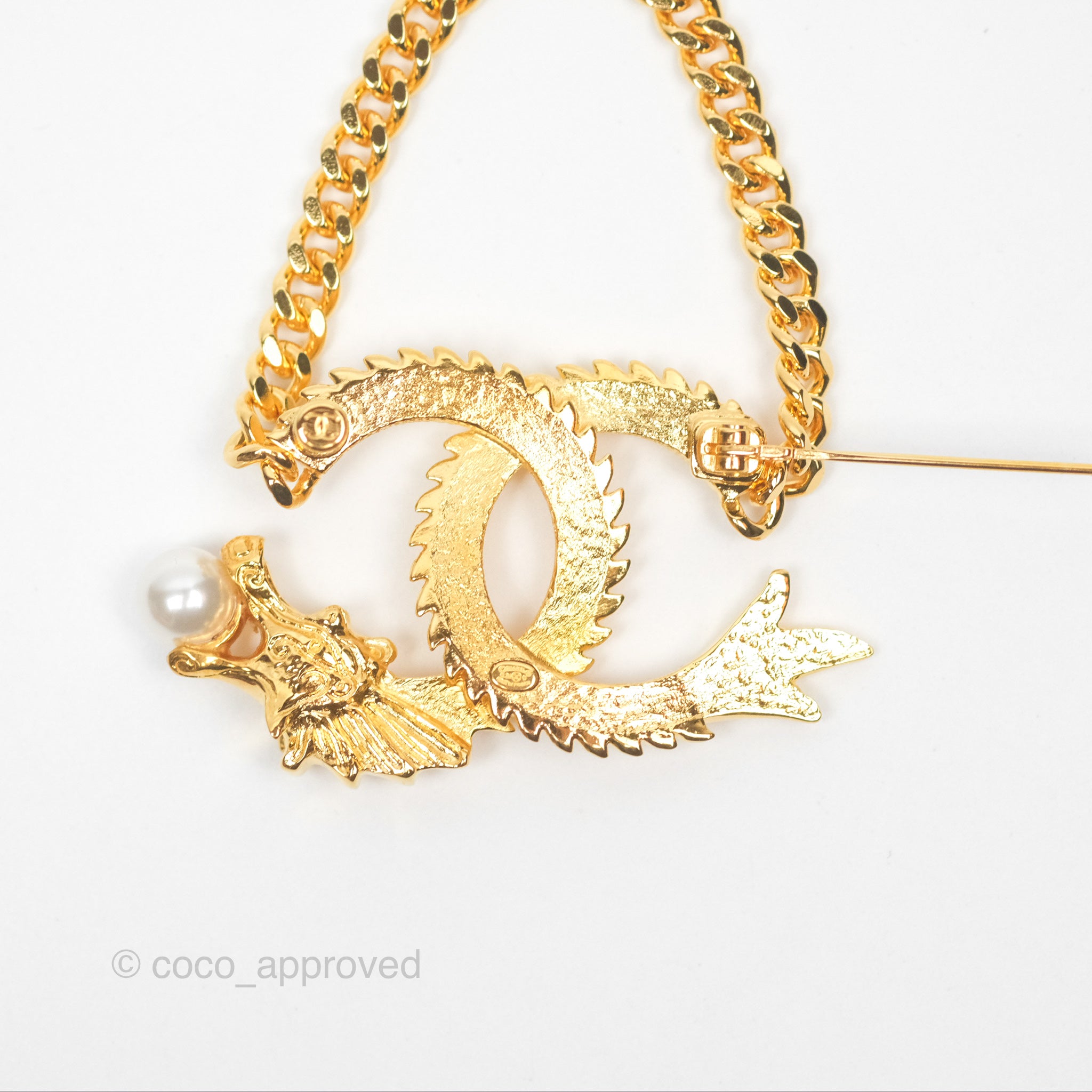 Chanel CC Dragon Chinese New Year Edition Gold Tone Brooch Pin - Luxury Fashion Accessory for Women, Gift for Chinese New Year, Holiday Party & Special Occasions