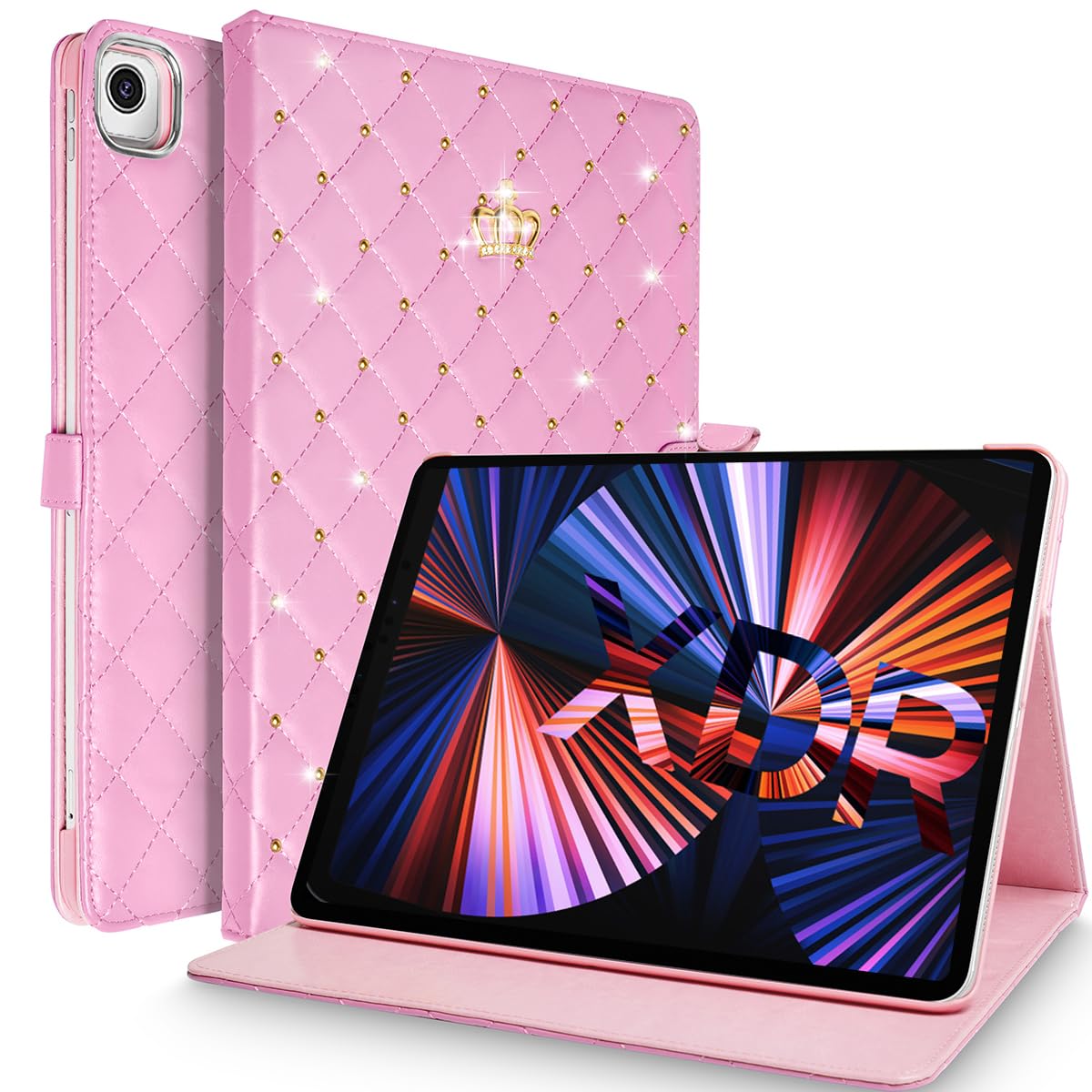 Elegant Pink Rhinestone PU Leather Case for iPad Air 3rd Gen 10.5