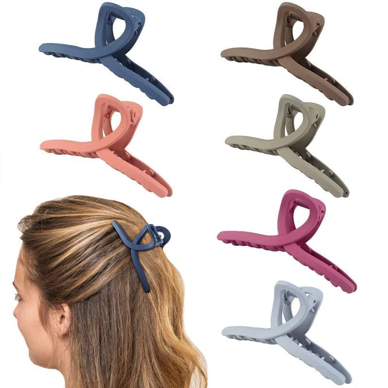RUBELA Matte Hair Claw Clips for Women - Strong Hold Non-Slip Plastic Hair Clips for Thin to Medium Hair - Perfect for Work, Gym, and Everyday Styling