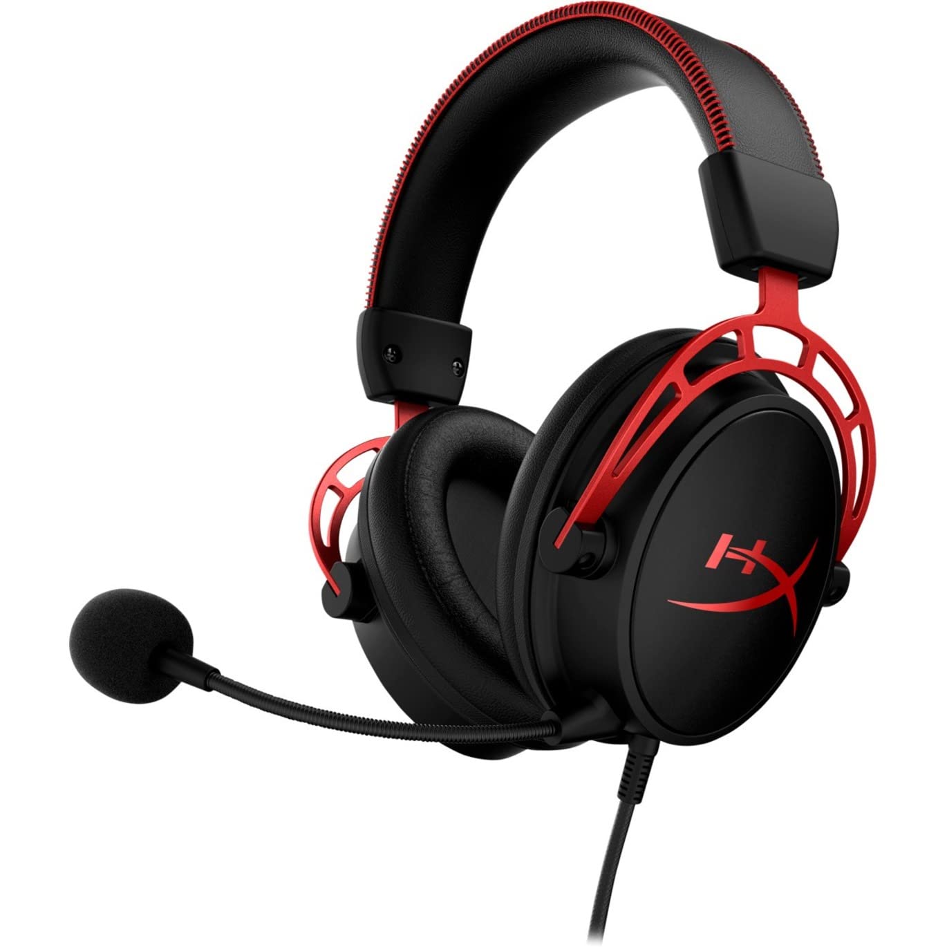 HyperX Cloud Alpha Wired Gaming Headset with Detachable Noise-Cancelling Mic - Dual Chamber Drivers, Memory Foam Ear Cushions for PC, PS4, Xbox & Nintendo Switch (Renewed, Black/Red) - Perfect for Competitive Gaming & Long Streaming Sessions