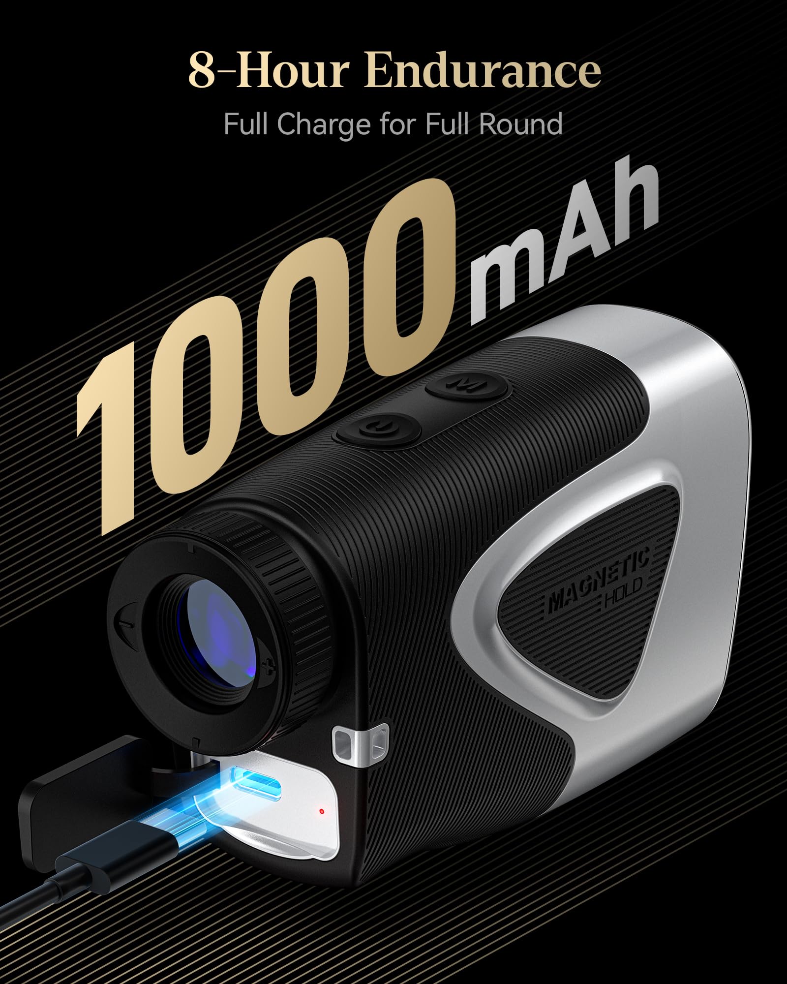 REDTIGER Golf Rangefinder 1200 Yards with Slope, Flag Lock & Vibration - 7X Magnification Laser Range Finder with Light-Adaptive Display, Rechargeable Battery & Magnetic Mount - GolfVue Series 2 for Golfers & Hunting Enthusiasts