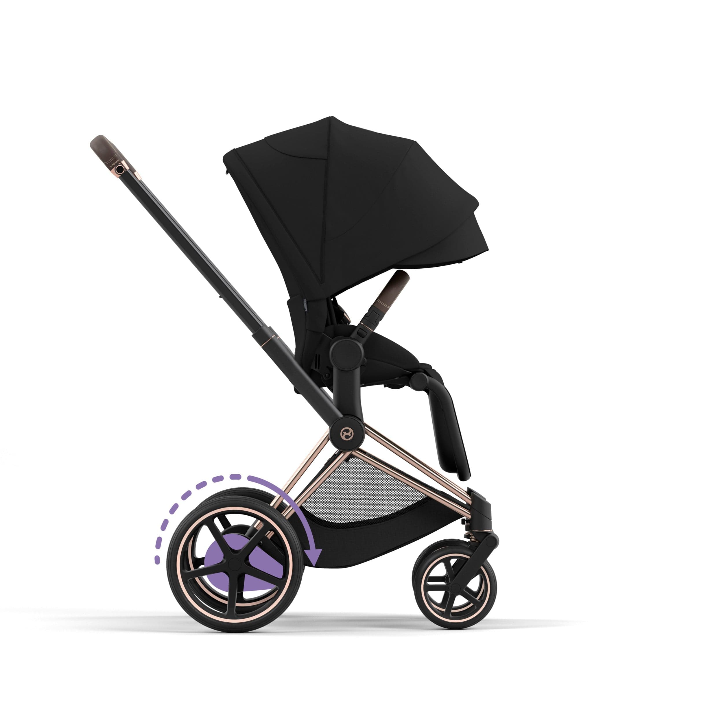 Cybex ePriam 2 Complete Stroller - Rose Gold & Brown Luxury Baby Stroller with All-Wheel Suspension | Perfect for City Walks, Shopping & Travel