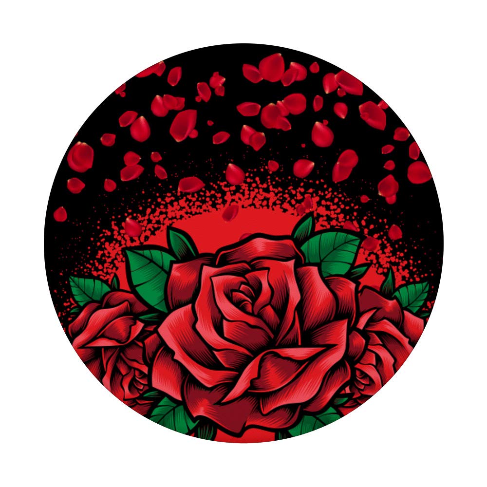Rose Petals Floral Pattern Red Flower PopSockets PopGrip - Swappable Phone Grip for iPhone, Samsung & Tablets | Perfect for Valentine's Day, Weddings & Photo Props