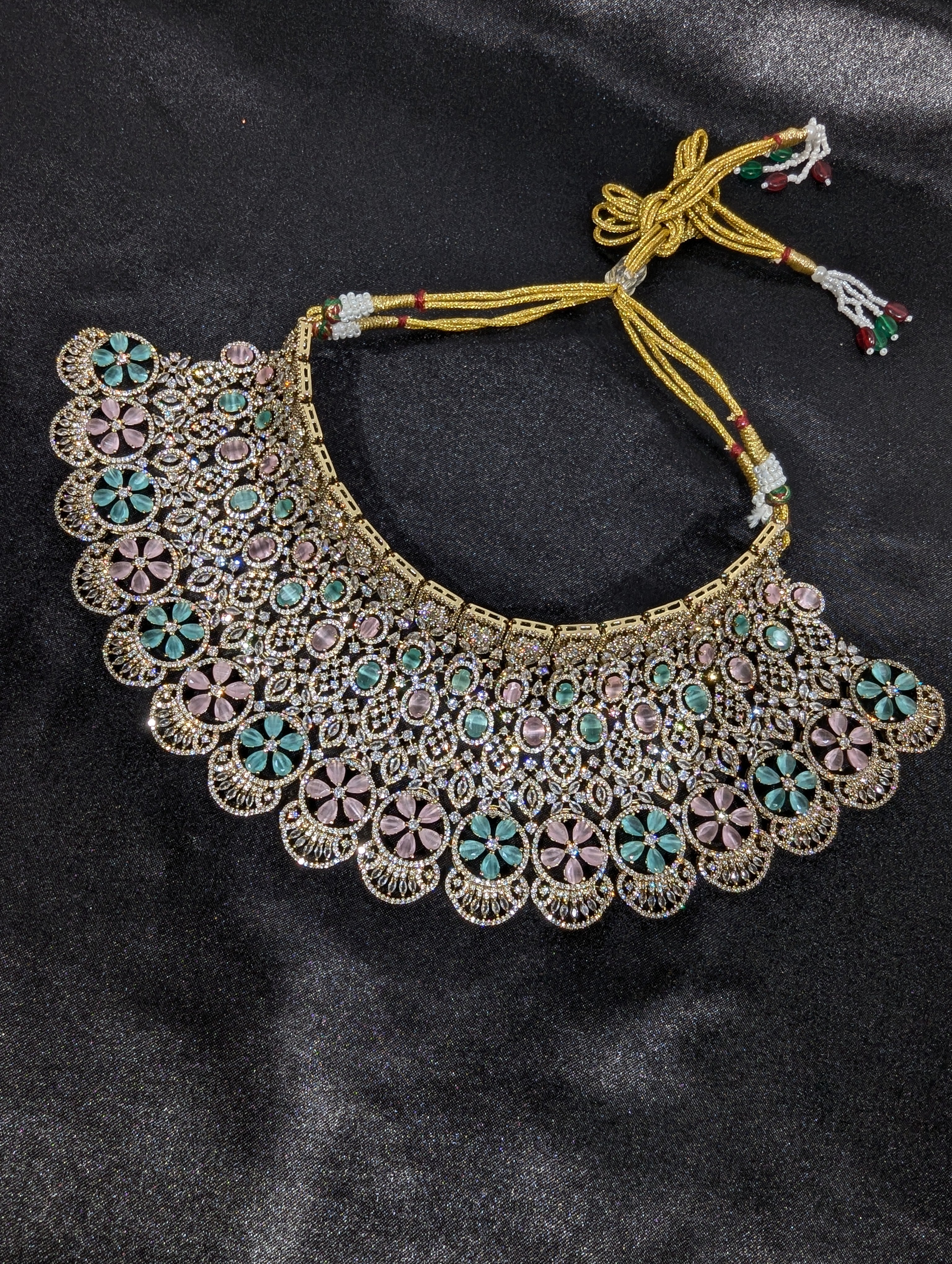 Sneha CZ Semi Bridal Jewelry Set - Cubic Zirconia Necklace & Earrings for Weddings, Prom, Parties & Special Occasions