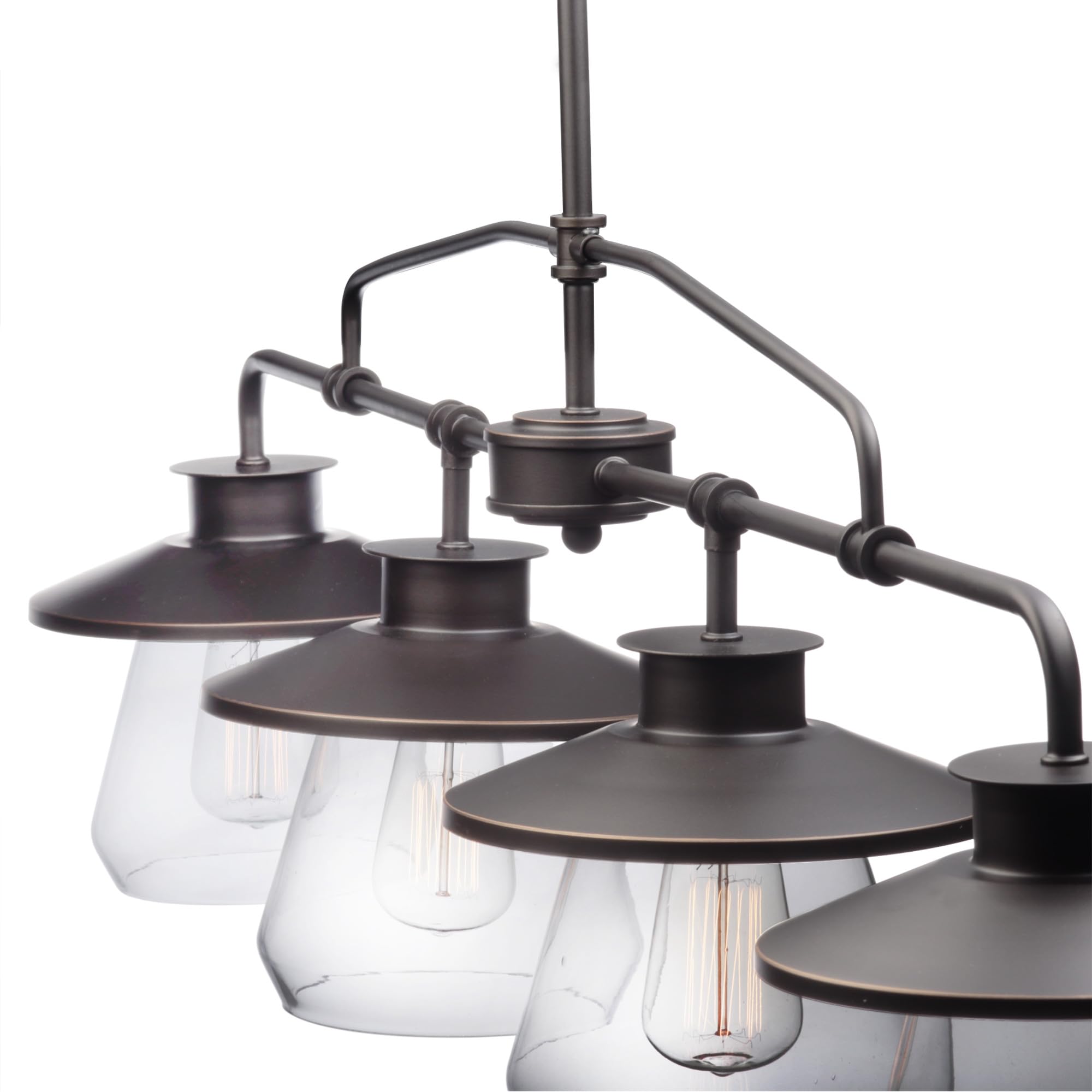 Globe Electric 65382 4-Light Adjustable Pendant Light Fixture - Oil Rubbed Bronze with Clear Glass Shades, E26 Base Socket - Perfect for Kitchen Island Lighting, Dining Room, or Home Décor - Bulb Not Included