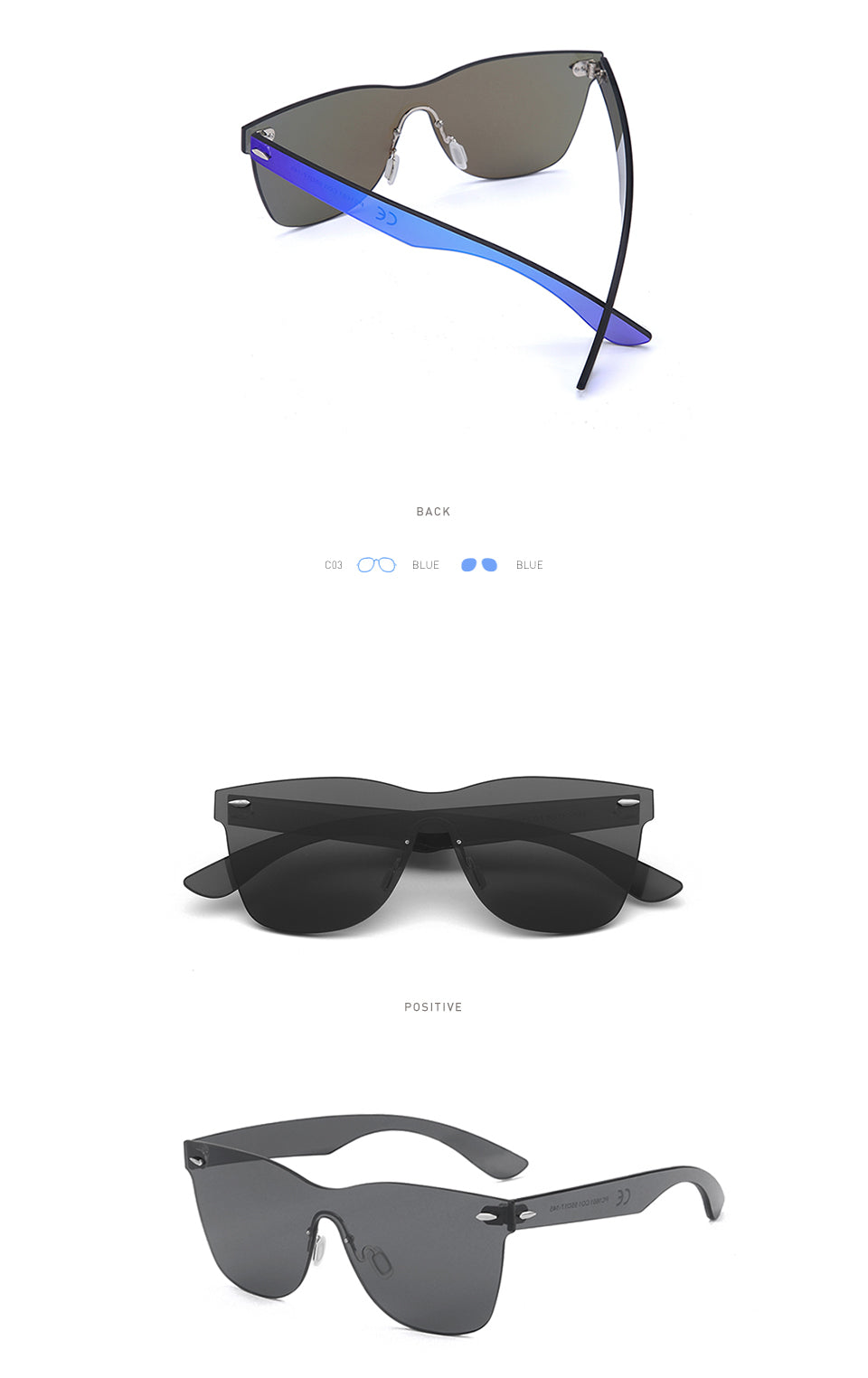 20/20 Unisex Oval Rimless Alloy Polarized Sunglasses PC1601 - UV Protection for Driving, Fishing & Outdoor Activities