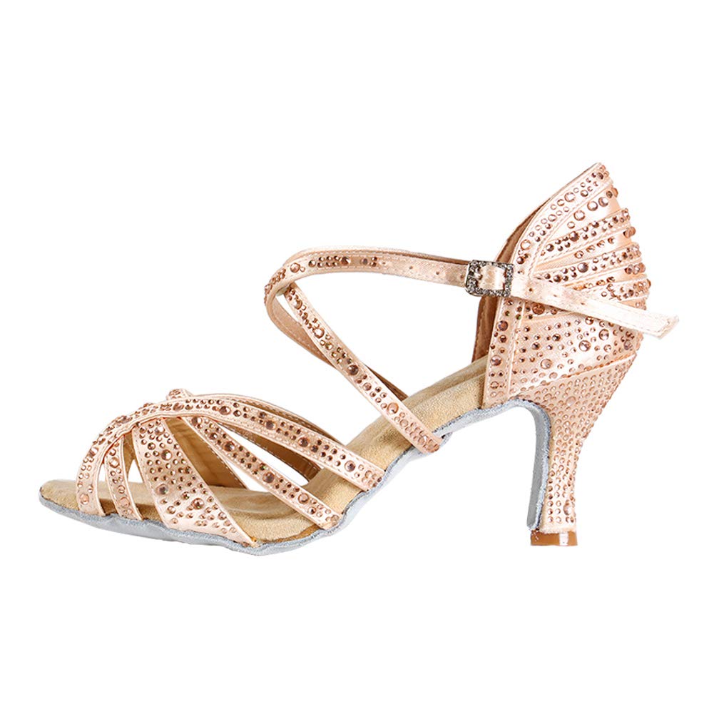 Sparkling Rhinestone Women's Latin Dance Shoes - Elegant Ballroom Wedding Party Heels for Salsa, Tango & Performance (Style L356) - Perfect for Dance Competitions, Weddings & Special Events