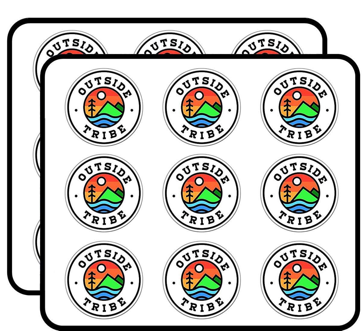Outside Tribe Vinyl Stickers 2 Inch Each - 18 Pack Durable Waterproof Decals for Laptop, Car, Phone, Water Bottle - Perfect for DIY Crafts, Scrapbooking, and Personalizing Your Belongings