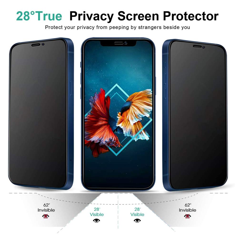 iPhone X/Xs/11 Pro Privacy Screen Protector - 6.1 Inch Anti-Spy Tempered Glass (Black, 1 Pack) - Prevent Shoulder Surfing for Secure Banking & Private Browsing