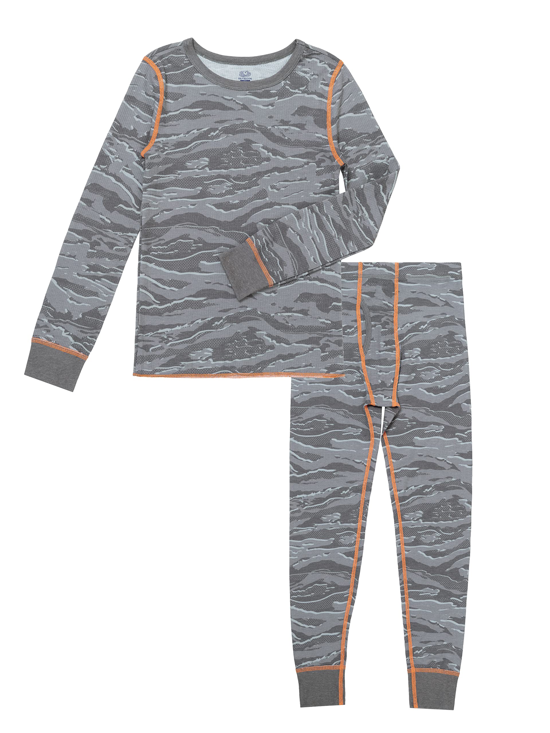 Fruit of the Loom Boys' Mini Waffle Thermal Underwear Set - Warm Long Sleeve Shirt & Pants for Winter, Cold Weather Layering & Outdoor Activities
