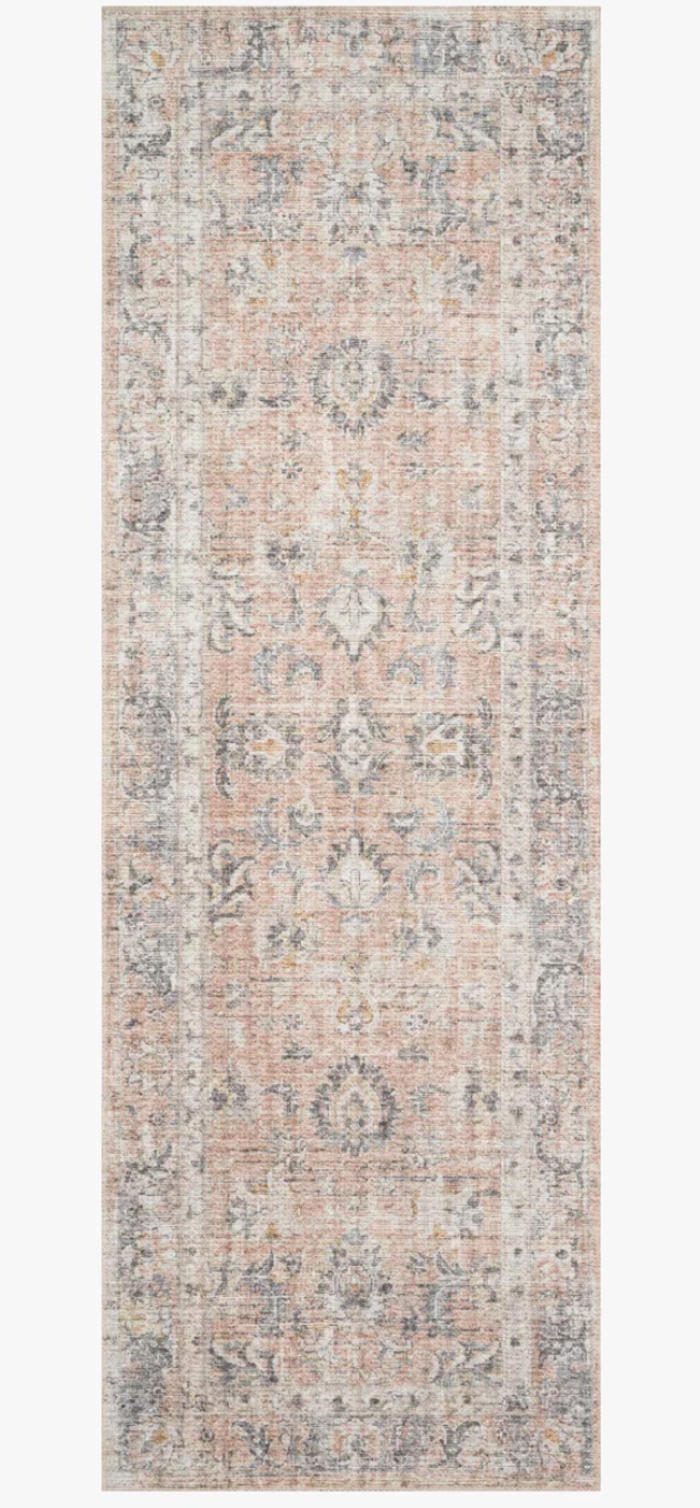 Skye Blush & Grey Area Rug - Soft Plush Shaggy Carpet for Living Room, Bedroom, Nursery - Non-Slip Comfortable Floor Mat for Home Decor