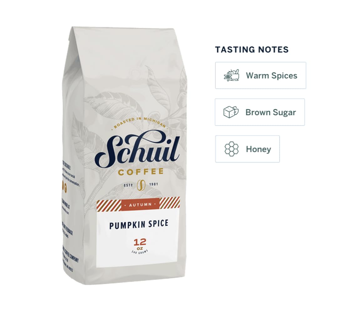Premium Pumpkin Spice Whole Bean Coffee - 12oz Bag | Schuil Gourmet Roasted Artisan Coffee | Smooth & Full-Bodied Flavor | Perfect for French Press, Drip & Cold Brew | Great for Fall Mornings, Office & Cozy Evenings