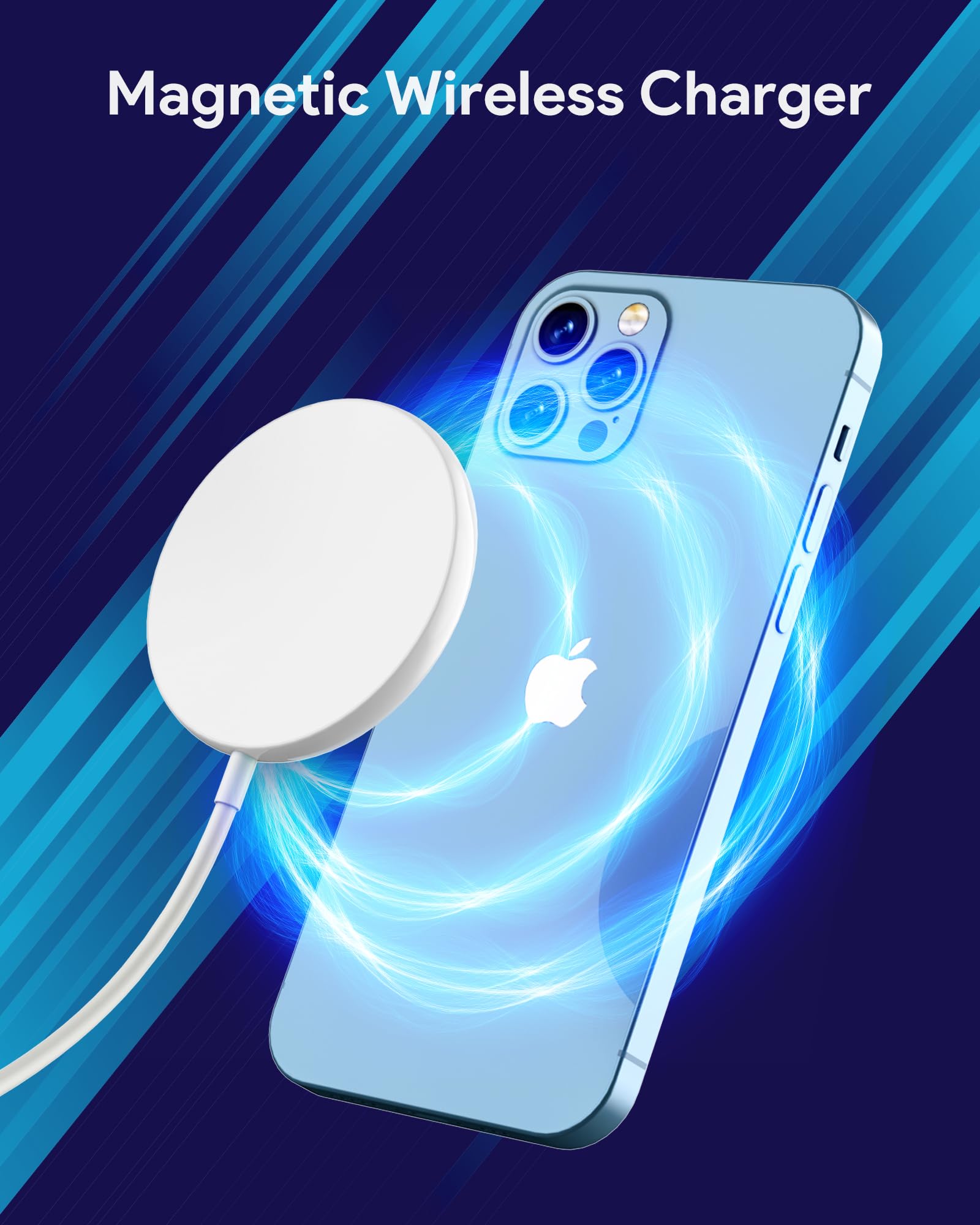 2-Pack Magnetic Wireless Charger with Magsafe - Fast Charging Pad for iPhone 16/16 Plus/16 Pro/16 Pro Max/15/15 Pro/15 Plus/14/13 Series & AirPods Pro 2 | Perfect for Home, Office & Travel Charging
