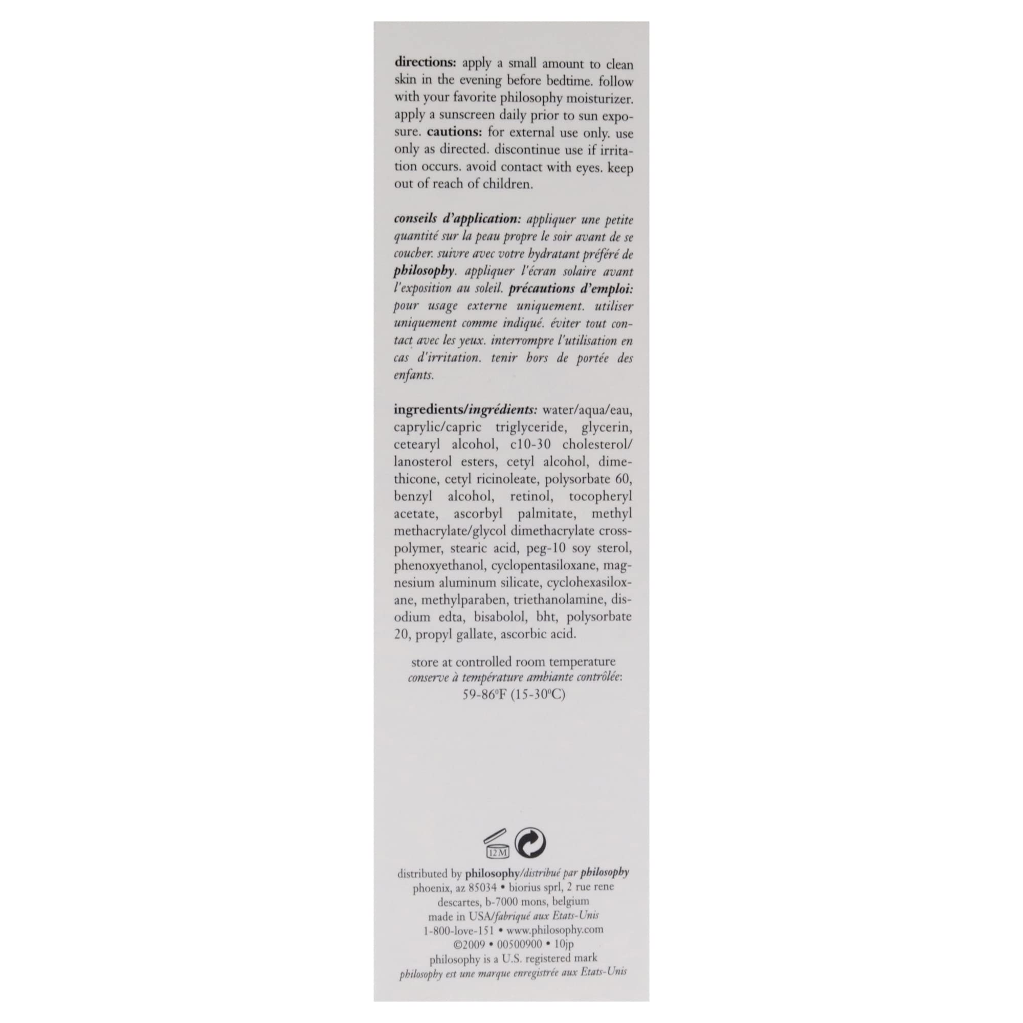 Philosophy Help Me Retinol Night Treatment with Vitamin C & E - Collagen Boosting, Reduces Fine Lines, Clears Pores, Improves Skin Tone & Texture - 1 fl oz - Perfect for Nighttime Anti-Aging Skincare Routine