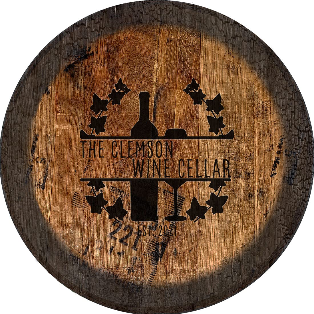 PS Prints Large Oak Whiskey Barrel Lid Wall Decor - Rustic Kitchen Wine Cellar Sign for Home Bar, Man Cave & Farmhouse Decor | Perfect for Wine Cellars, Pubs & Country Style Kitchens