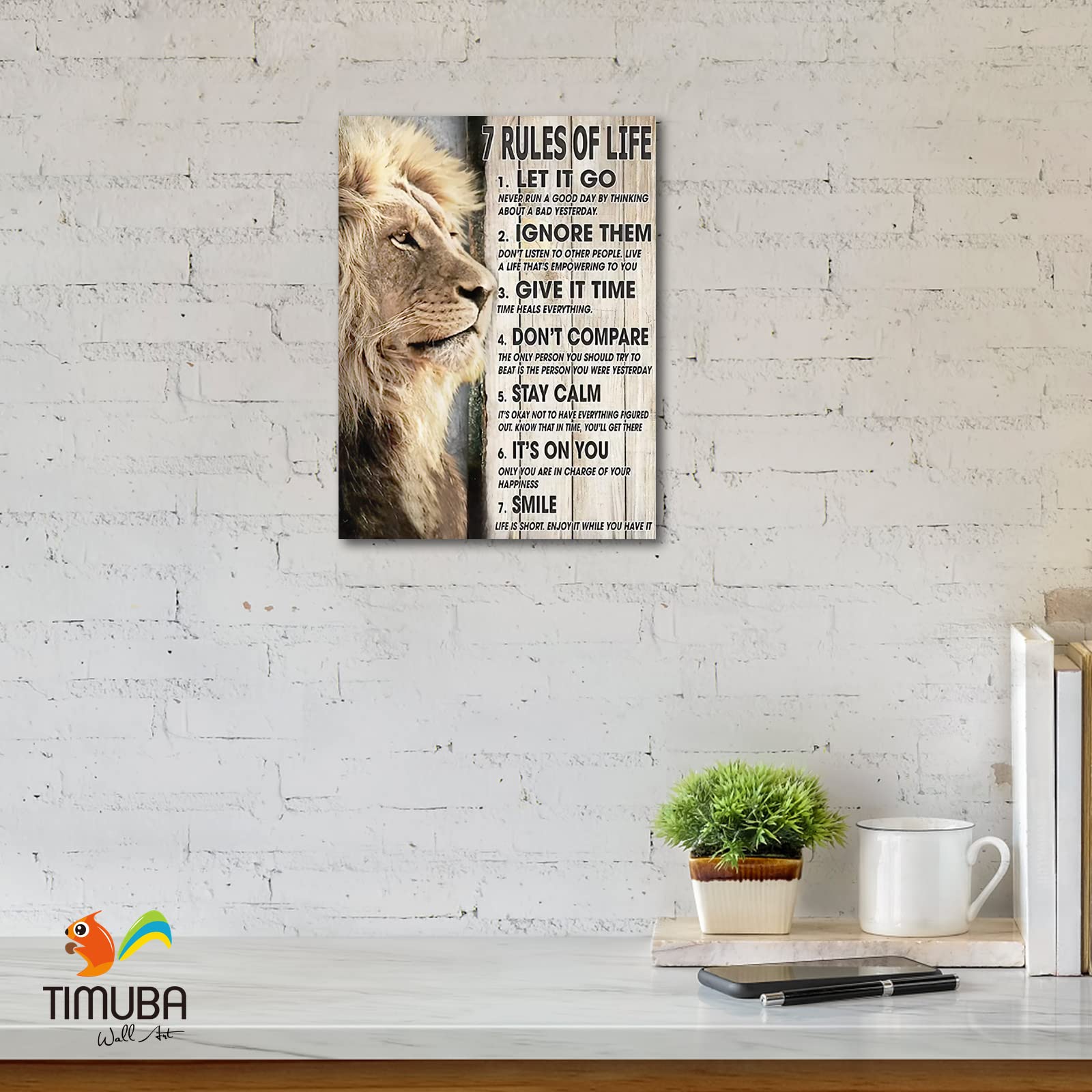 Inspirational Wall Art with Motivational Quotes - Lion Canvas Framed Artwork for Home & Office Decor (28x40 Inches) - Perfect for Living Room, Bedroom, Workspace Motivation