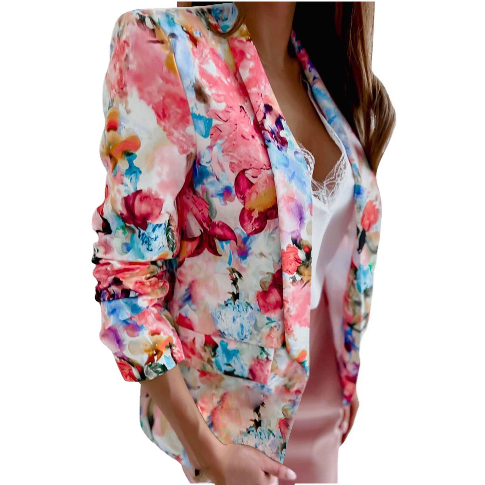 Trendy Women's Blazer Jackets - Thin Summer/Autumn Tie-Dye Lapel for Business & Casual Wear