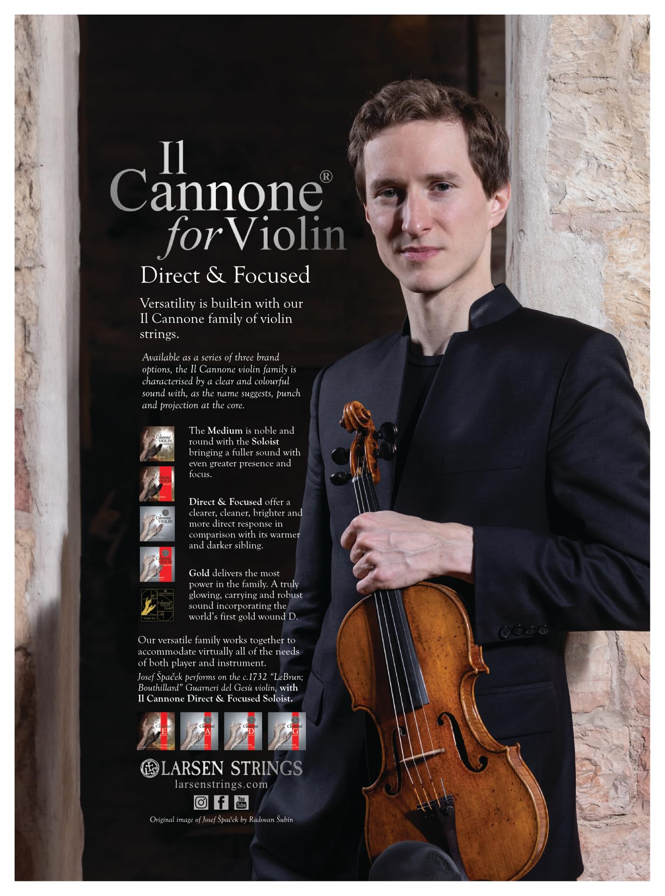 LARSEN STRINGS Violin Strings Il Cannone Set - Soloist Direct & Focused Sound for Professional Violinists | Perfect for Concerts, Studio Recording & Solo Performances