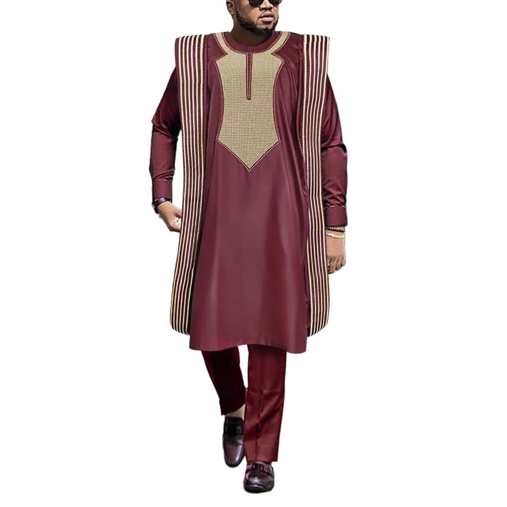 Premium African Men's Agbada Boubou Set - Traditional Nigerian Wedding Attire with Handmade Embroidery - Elegant Caftan Outfit for Special Occasions, Cultural Events & Formal Gatherings