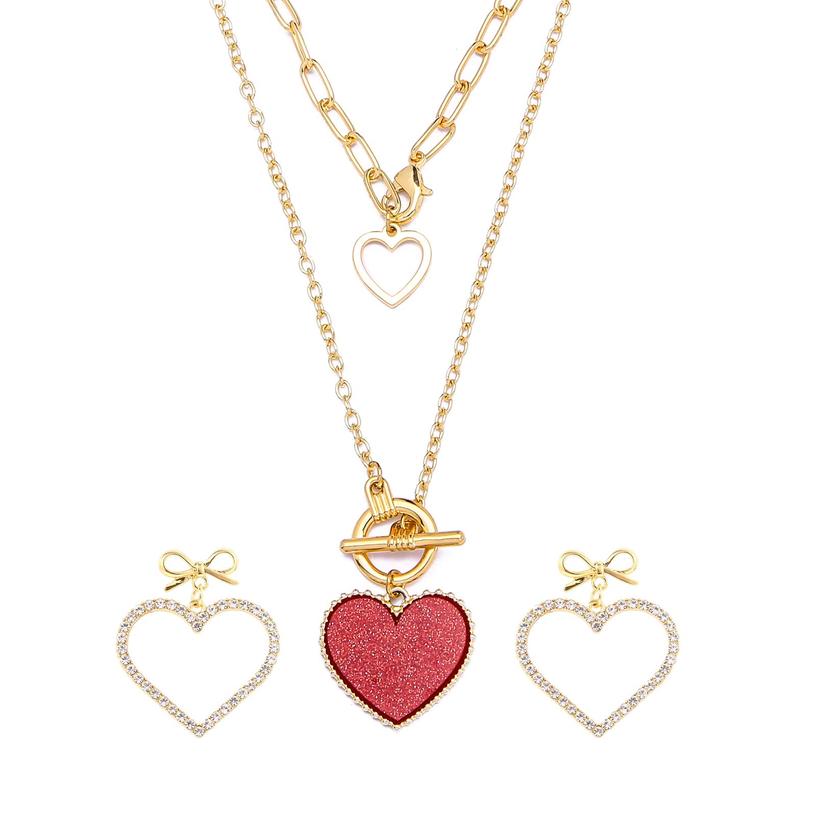 MTSCE Gold Heart Necklace for Women - Elegant Dainty Simple Necklace Set, Perfect Gift for Mom, Wife, Girlfriend - Ideal for Everyday Wear, Date Nights, and Special Occasions