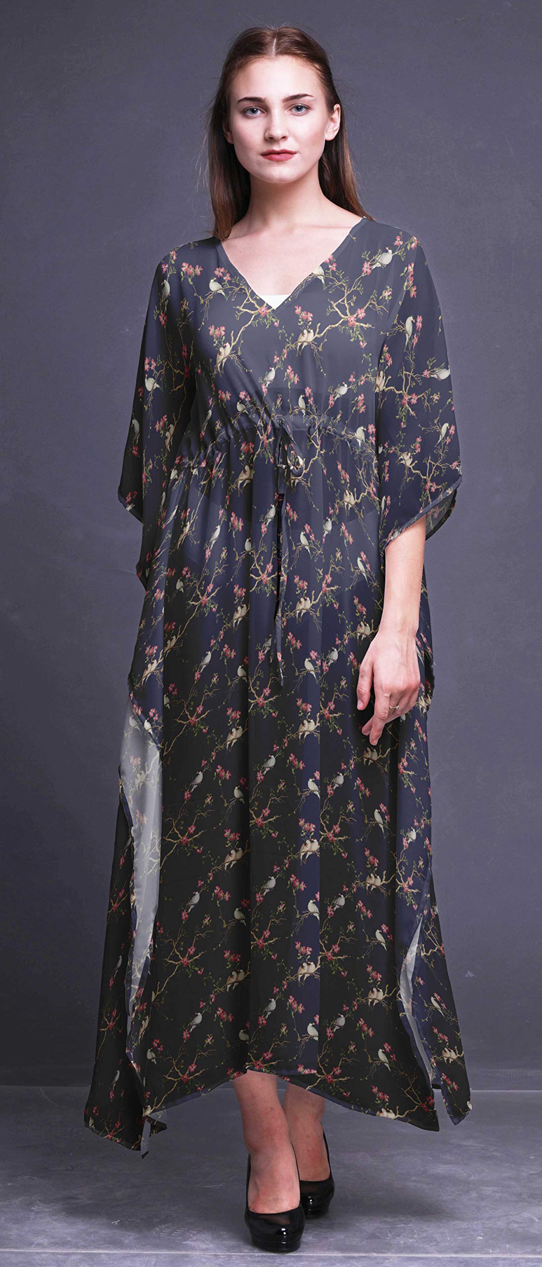 Bimba Beach Kaftan - Women's Flowy Maxi Dress Cover Up, Long Summer Kimono Bikini Coverup with Side Slits | Perfect for Poolside, Beach Vacation, Boho Outfits & Resort Wear