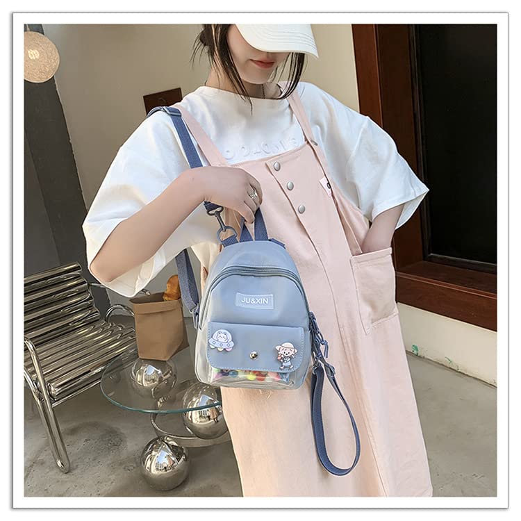Cute Mini Backpack for Teen Girls - Small Pink & Blue Kawaii Backpack with Decorative Pins - Perfect for School, Travel & Makeup Storage | Lightweight Summer Backpack for Students & Teens