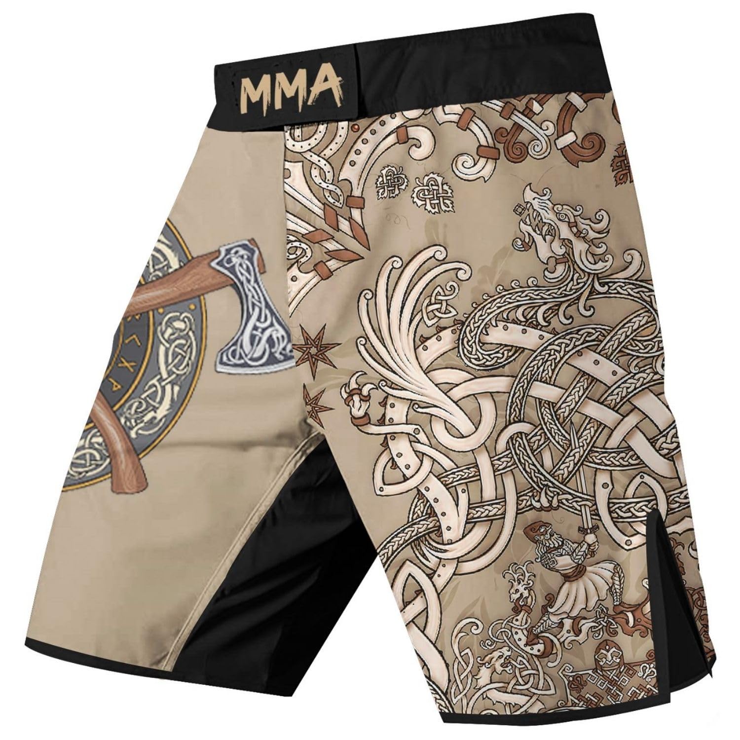 3D Viking Tattoo MMA Shorts for Men - Soft Compression Workout & Fight Shorts - Perfect Birthday Gift for Athletes & Fitness Enthusiasts - Ideal for Gym, MMA Training & Casual Wear