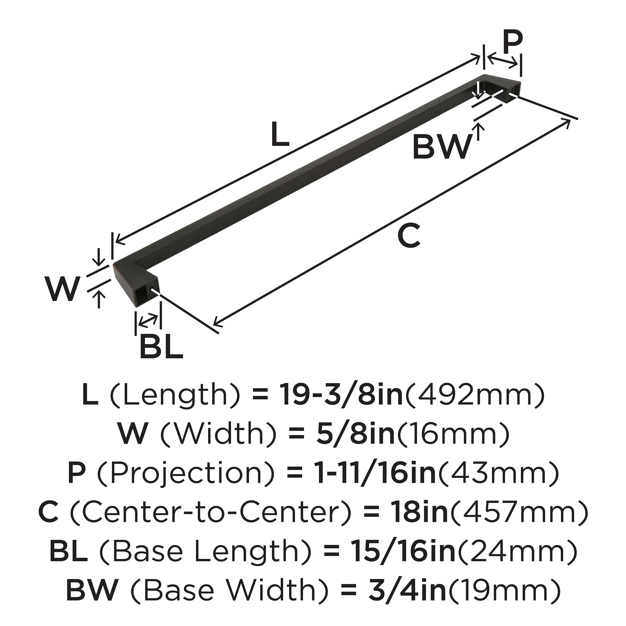 Amerock Blackrock 18 Inch Oil Rubbed Bronze Appliance Pull - 1 Pack Cabinet Hardware Drawer Handle (457mm Center to Center) - Perfect for Kitchen Cabinets, Drawers, and Furniture Upgrades