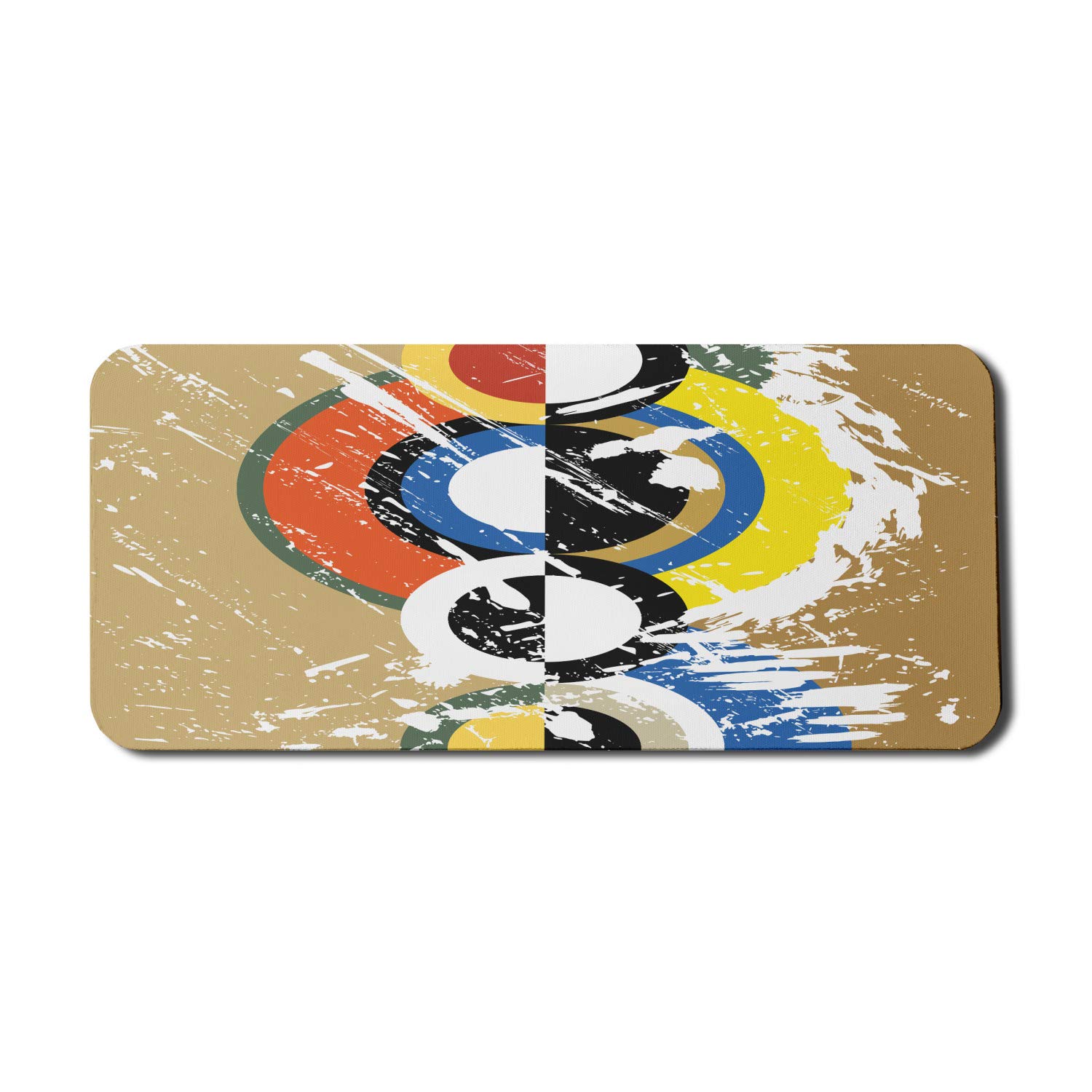 Ambesonne Abstract Geometric Mouse Pad - Non-Slip Rubber Gaming Mousepad with Trippy Grunge Circles & Triangles Design - 35