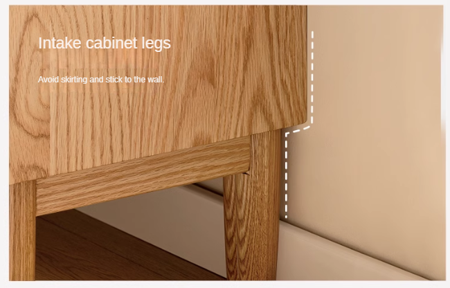 Modern Solid Oak & Beech Wood Side Cabinet - Minimalist Design for Living Room, Bedroom or Office Storage