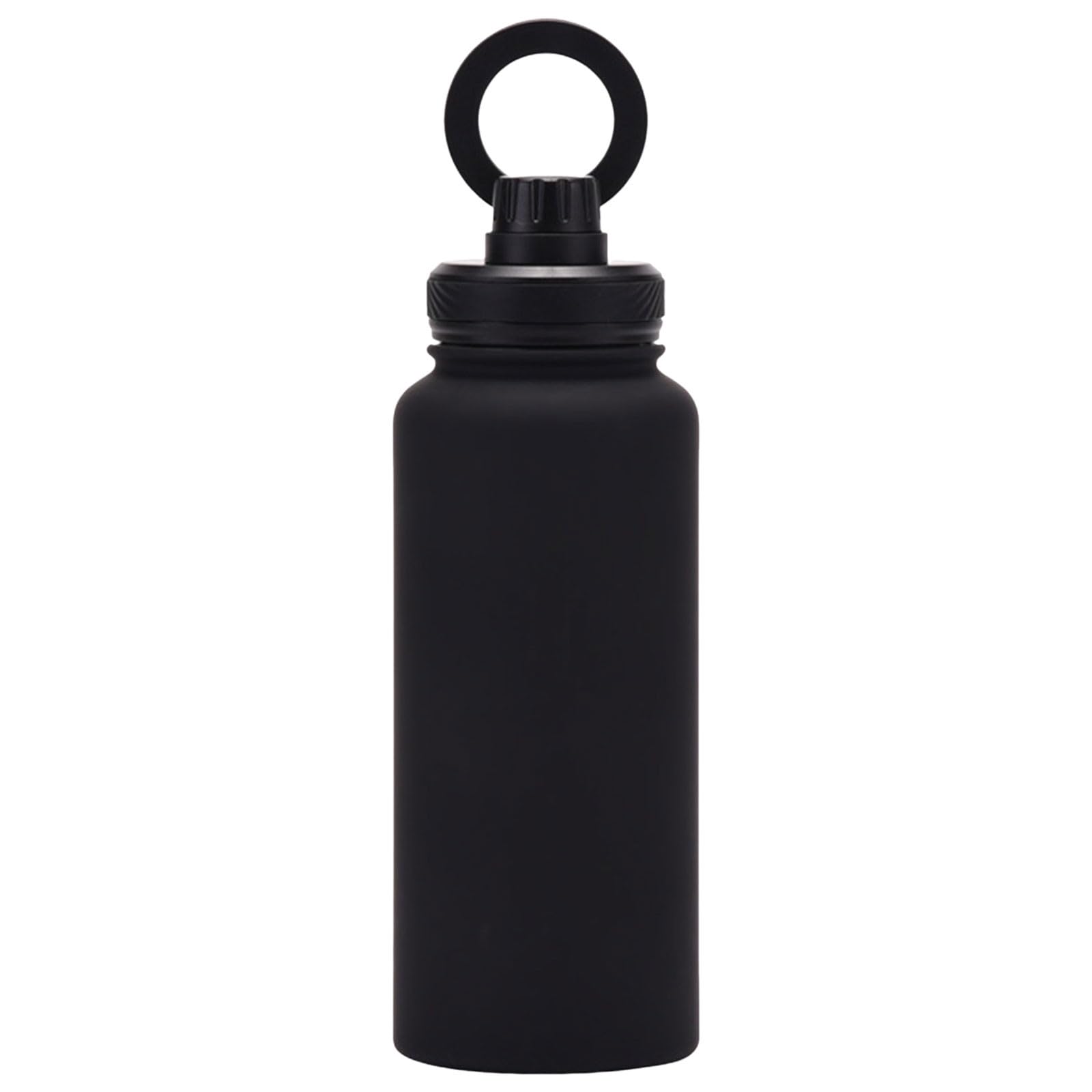 Premium Stainless Steel Insulated Water Bottle with Magnetic Phone Tripod Mount - 24oz Vacuum Flask with Adjustable Phone Holder & Leakproof Lid - Perfect for Gym, Hiking, Camping & Outdoor Activities (Black)