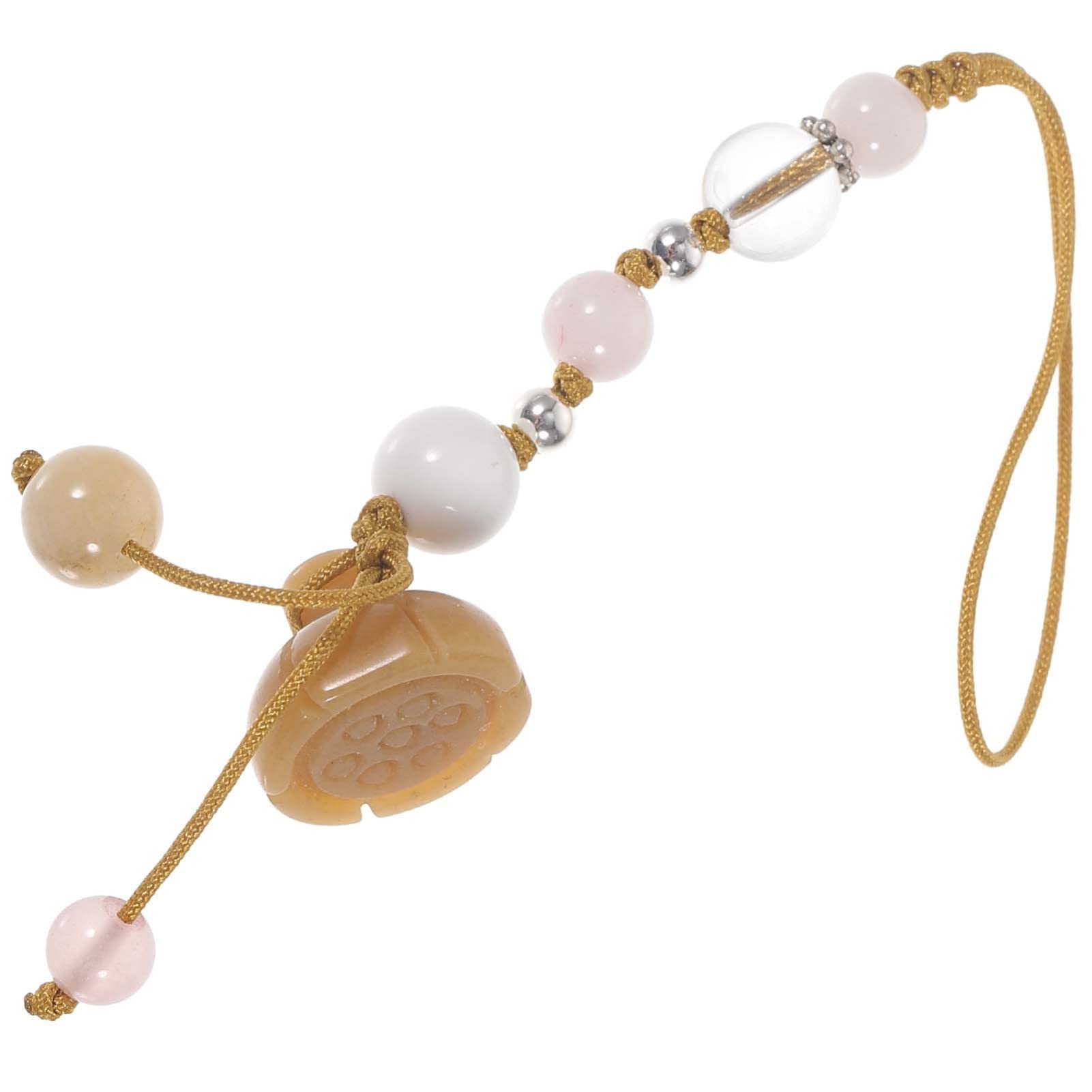Hemobllo Jade Agate Phone Strap - Creative Keychain & Car Hanging Pendant - Elegant Phone Charm for Mobile, Keys, Car Decor & Fashion Accessories (Yellow) | Perfect for Daily Use, Gifts & Personal Style Enhancement