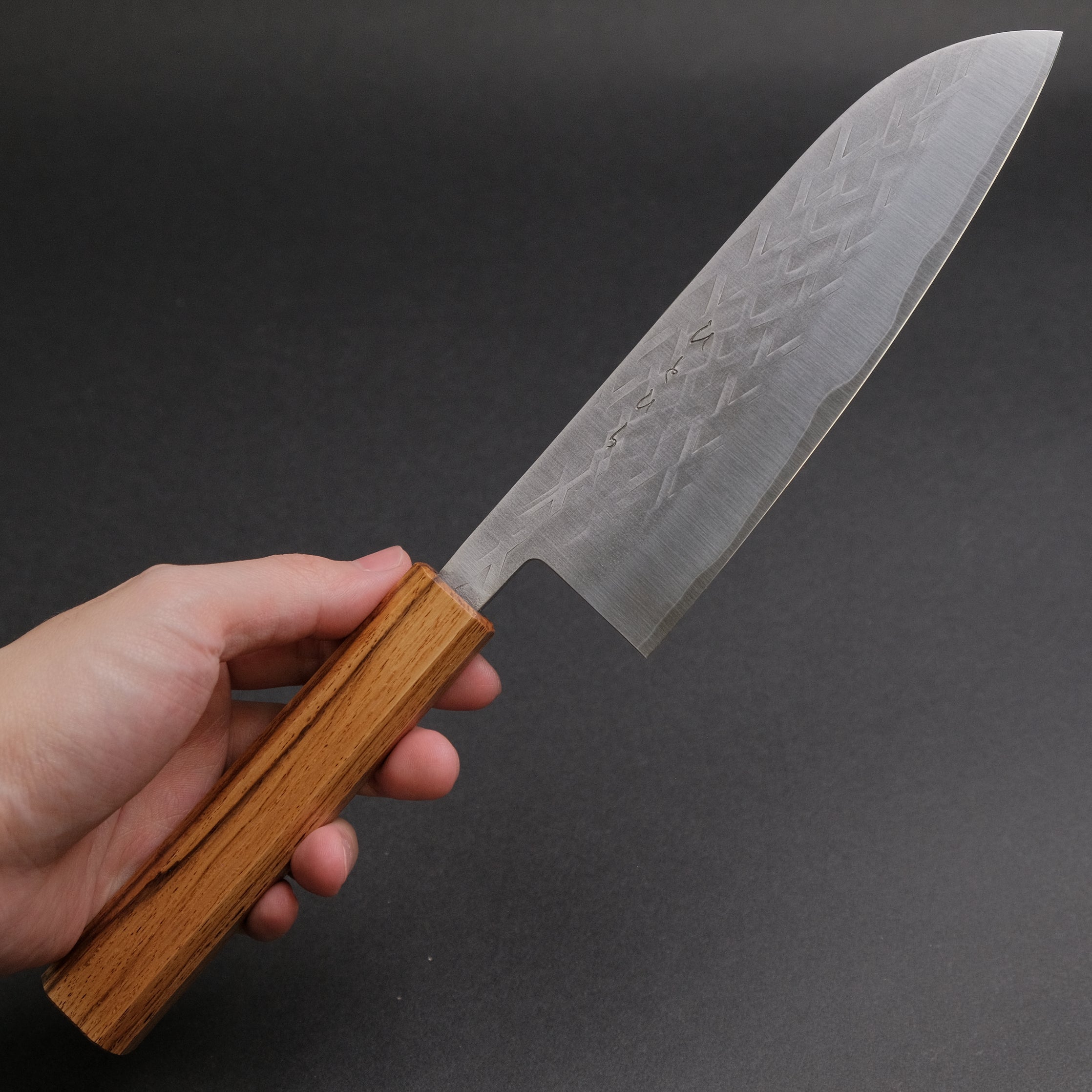 Hitohira TD SLD Tsuchime Santoku Knife 165mm - Japanese High Carbon Steel Blade with Lacquered Oak Handle - Perfect for Slicing, Dicing & Precision Cooking