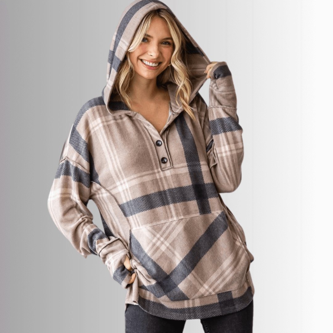 Blake Soft Plaid Hoodie - Premium Cotton Fleece Pullover for Men & Women | Made in USA | Cozy Loungewear for Fall & Winter